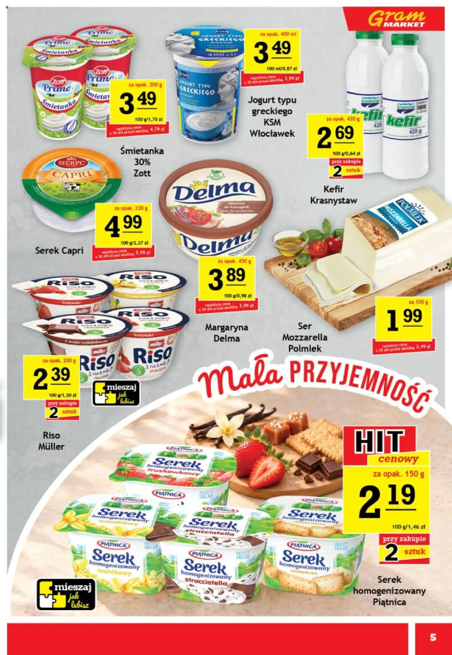 Gram Market gazetka od 30.09.2026 | Strona: 5 | Produkty: Kefir, Piątnica, Margaryna, Kefir Krasnystaw
