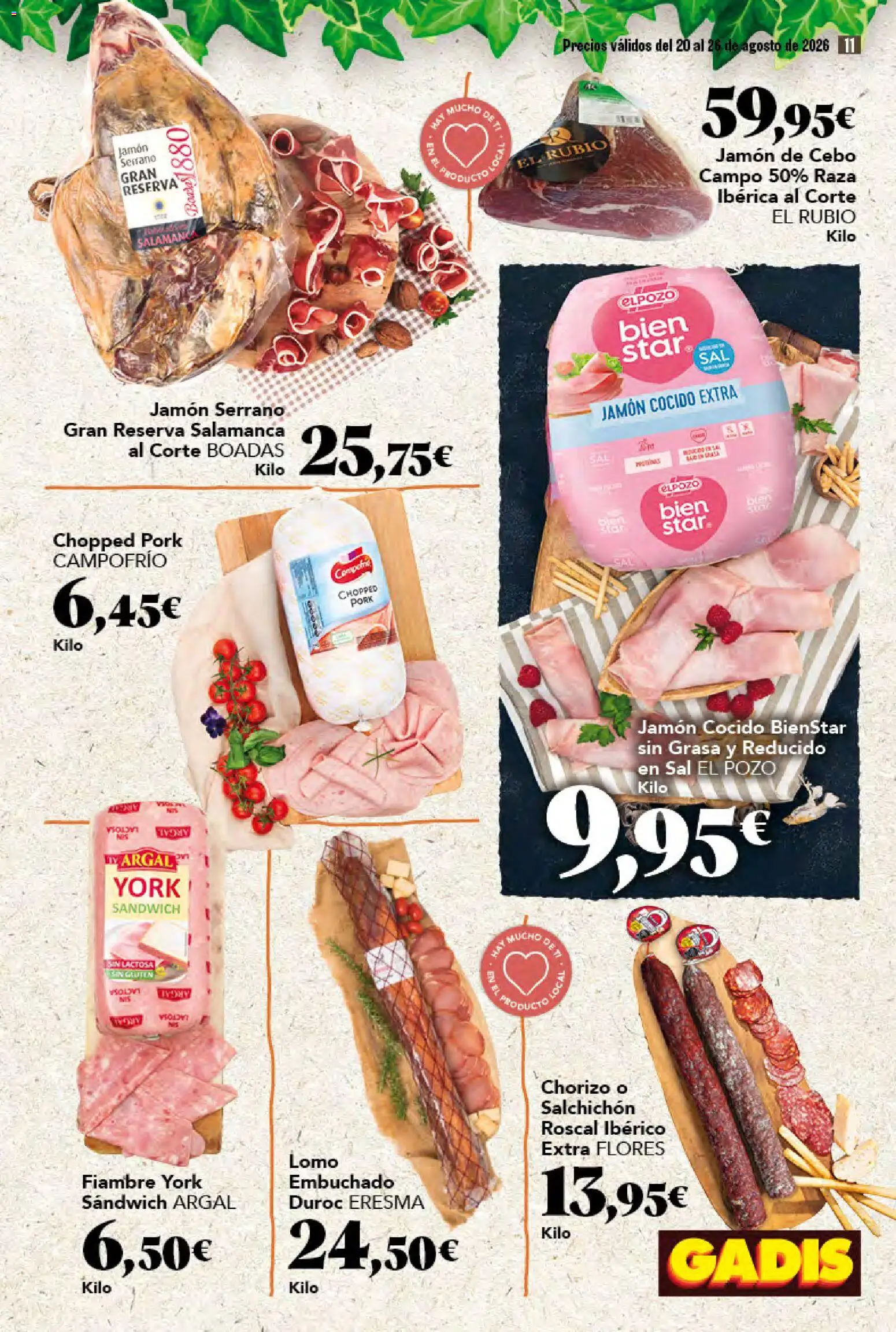 Gadis folleto │ válido desde el 20/08/2026 | Página: 11 | Productos: Jamón serrano, Lomo, Jamón, Flores
