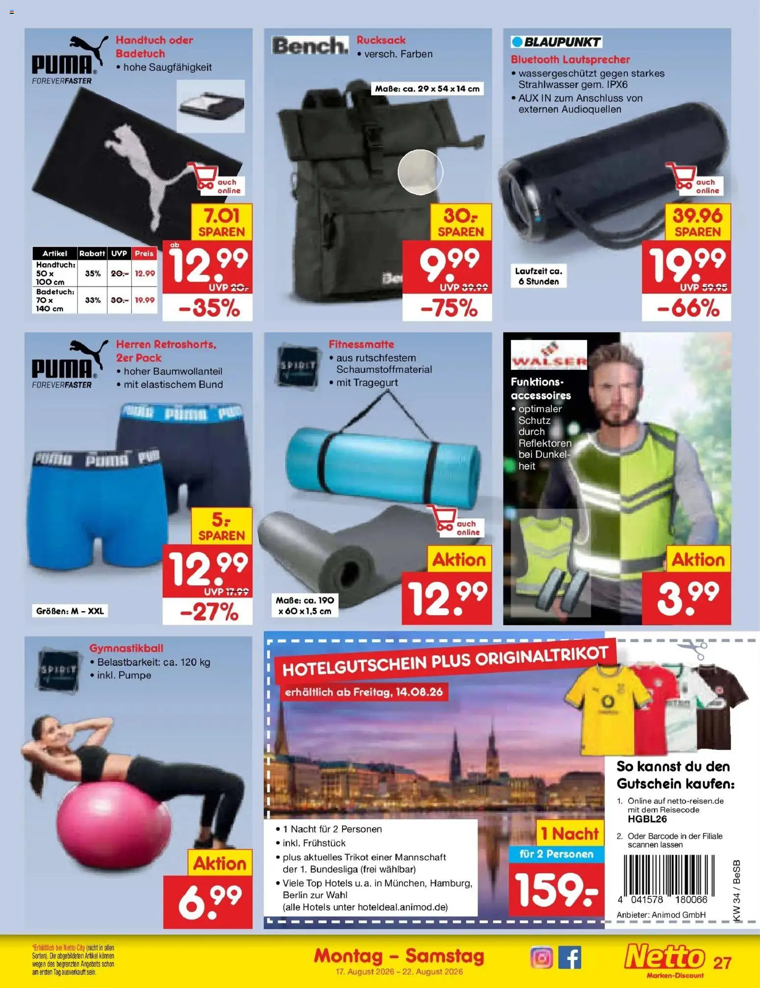 Netto Marken-Discount Prospekt Kremmen – gültig ab 17.08.2026 | Seite: 37 | Produkte: Top, Lautsprecher, Rucksack