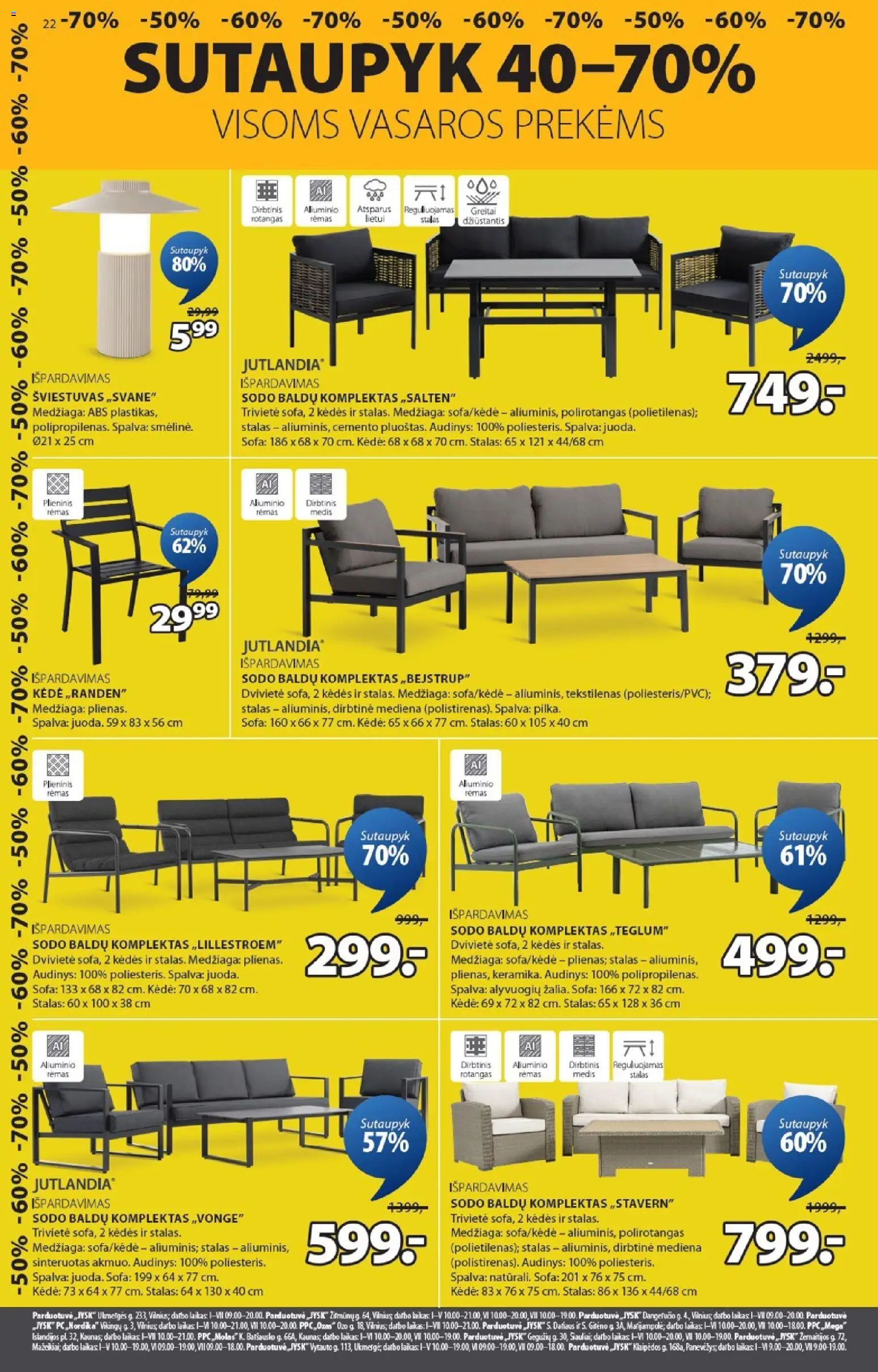JYSK akcijos nuo 2026.08.11 | Puslapis: 22 | Prekių: Sofa, Stalas, Kėdė