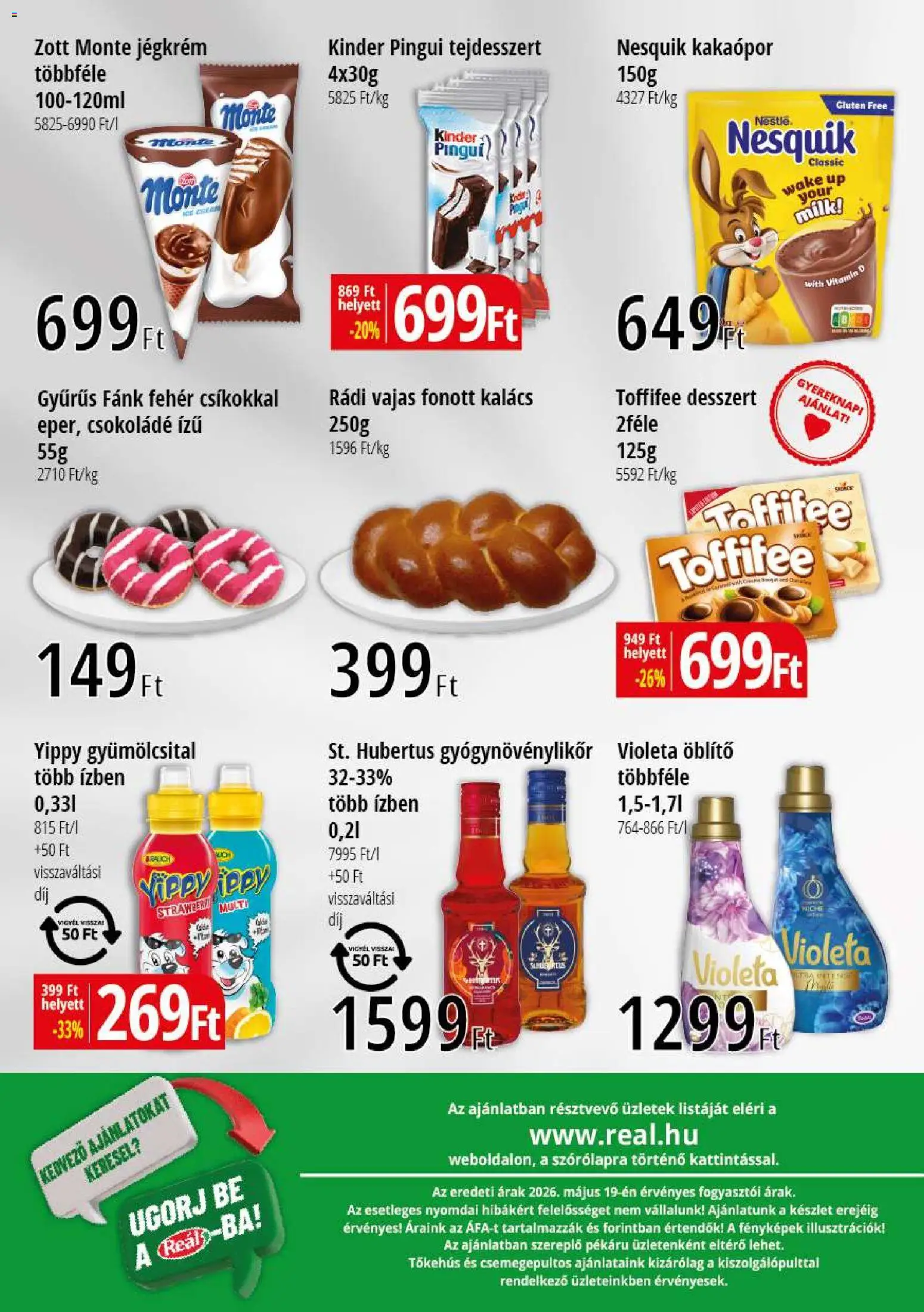 Reál akciós ujság - amely érvényes a következő dátumtól: 28.05.2026 | Oldal: 2 | Termékek: Fánk, Kalács, Toffifee, Csokoládé