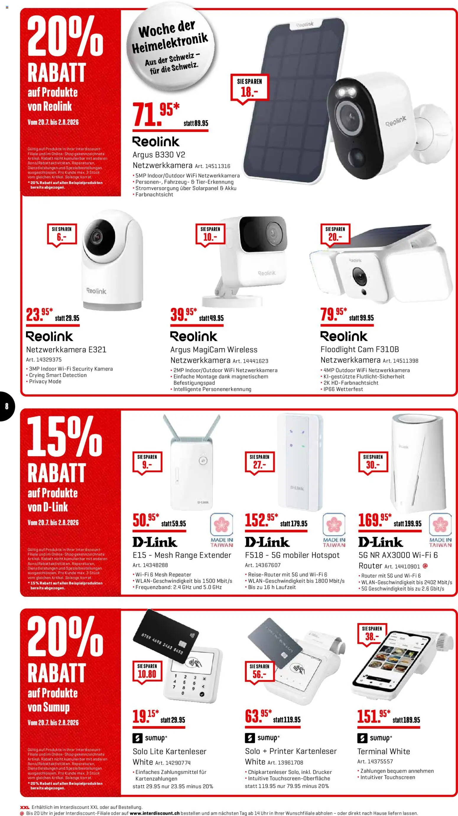 Interdiscount aktionen – gültig ab 20.07.2026 | Seite: 8 | Produkte: Drucker, Uhr, Kamera