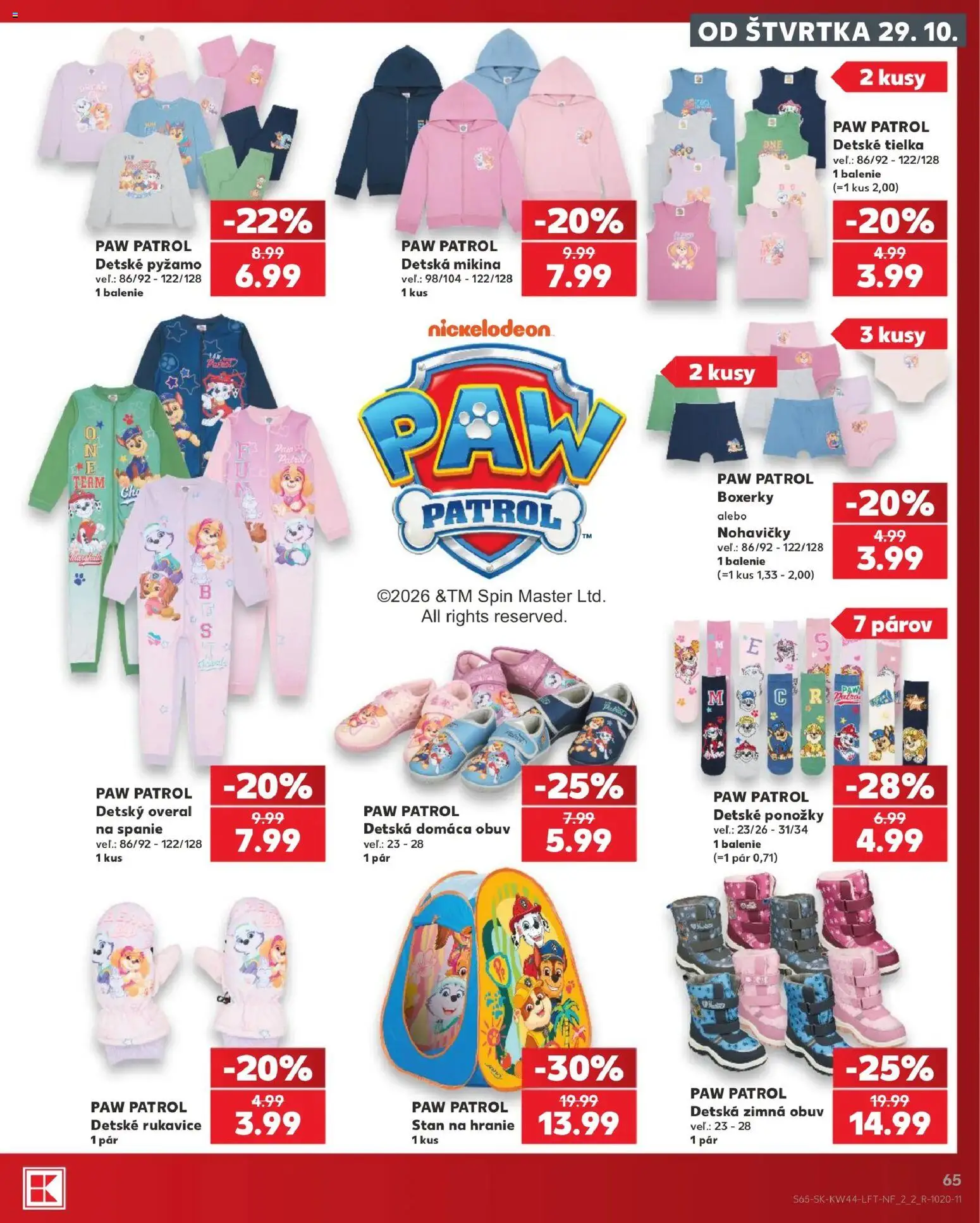 Nové Kaufland akcie – leták je platný od 29.10.2026 | Strana: 65 | Produkty: Overal, Nohavičky, Pyžamo, Boxerky