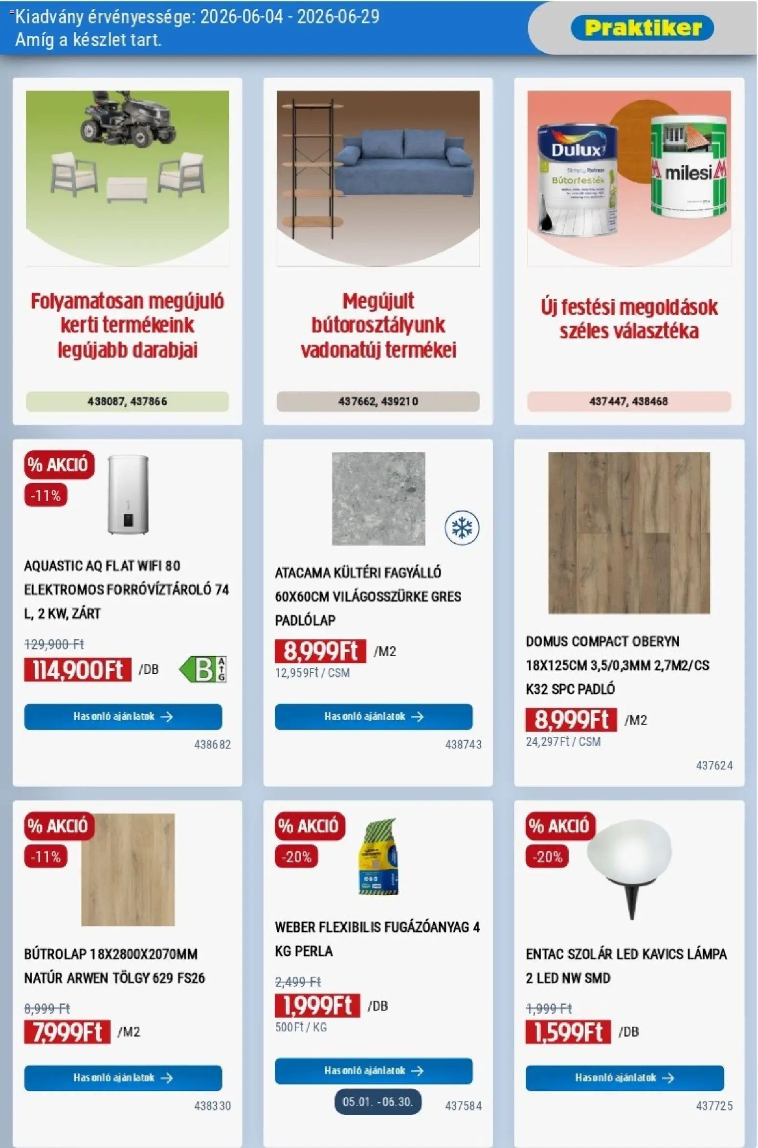Praktiker akciós ujság - amely érvényes a következő dátumtól: 04.06.2026 | Oldal: 29 | Termékek: Padlólap, Gres, Kavics, Lámpa