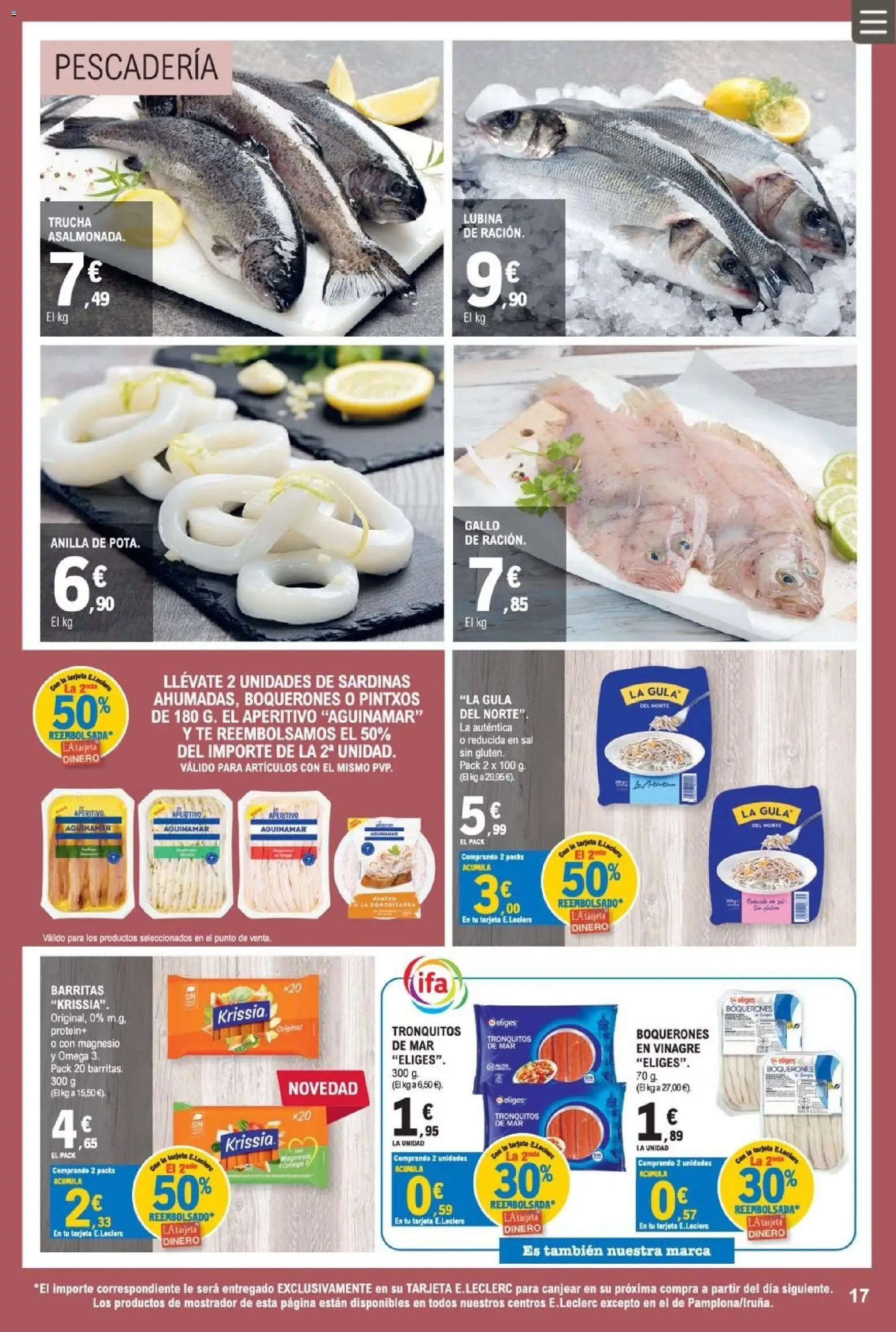 E.Leclerc Miranda de Ebro │ válido desde el 12/08/2026 | Página: 17 | Productos: Trucha, Té, Sardinas, Vinagre
