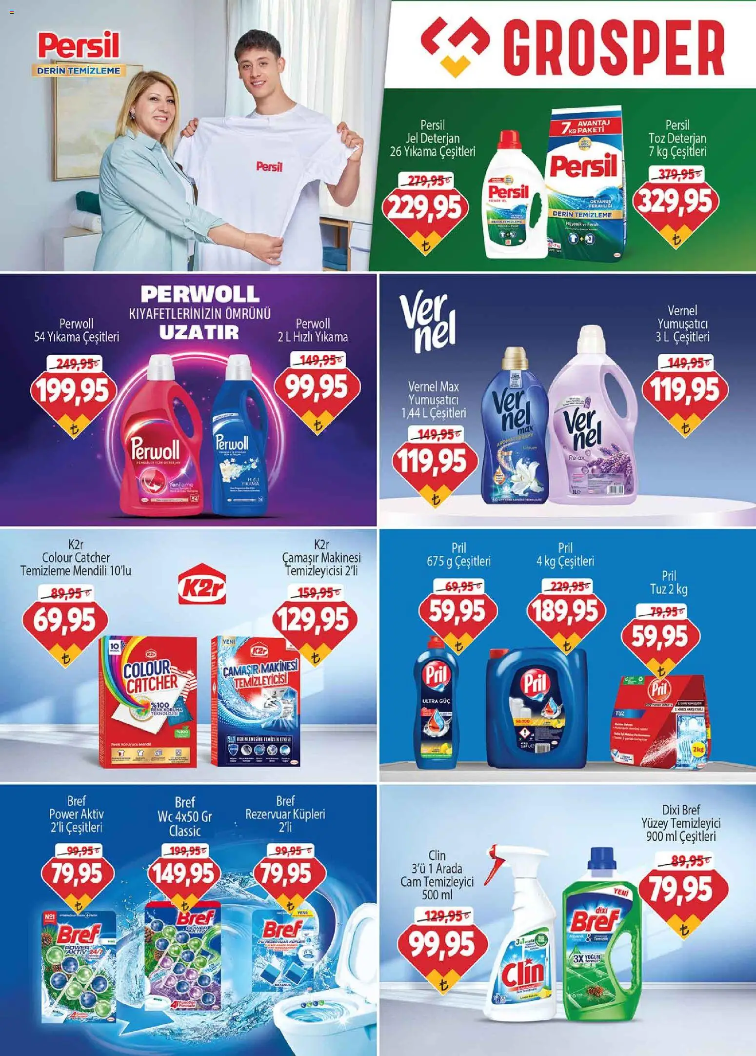 Grosper Katalog Bahar Temizliği - 20.05.2026 tarihinden itibaren geçerlidir | Sayfa: 14 | Ürünler: Cam temizleyici, Deterjan, Tuz, Çamaşır makinesi