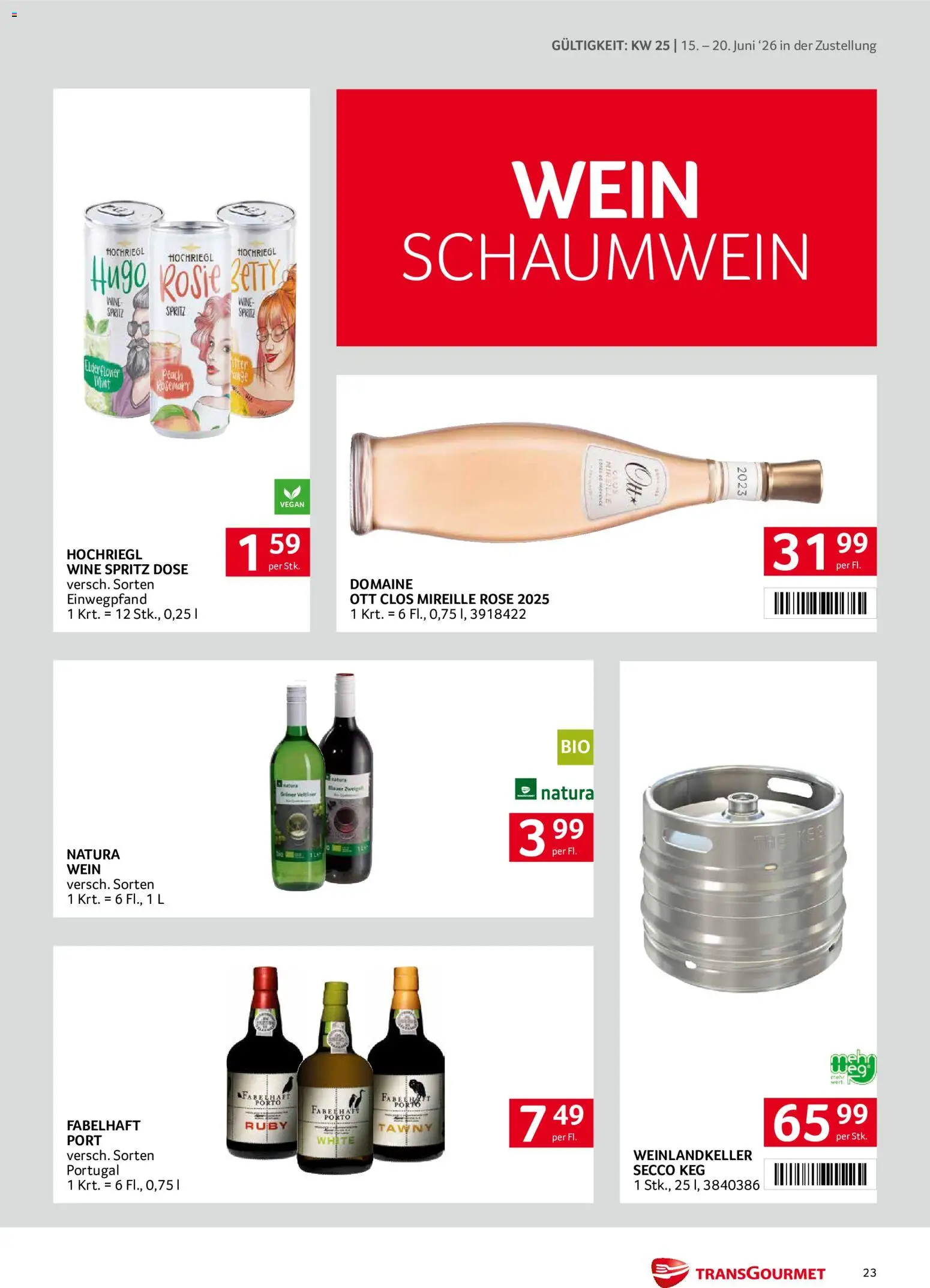 Transgourmet Zustellaktion gültig ab 15.06.2026 | Seite: 23 | Produkte: Wein