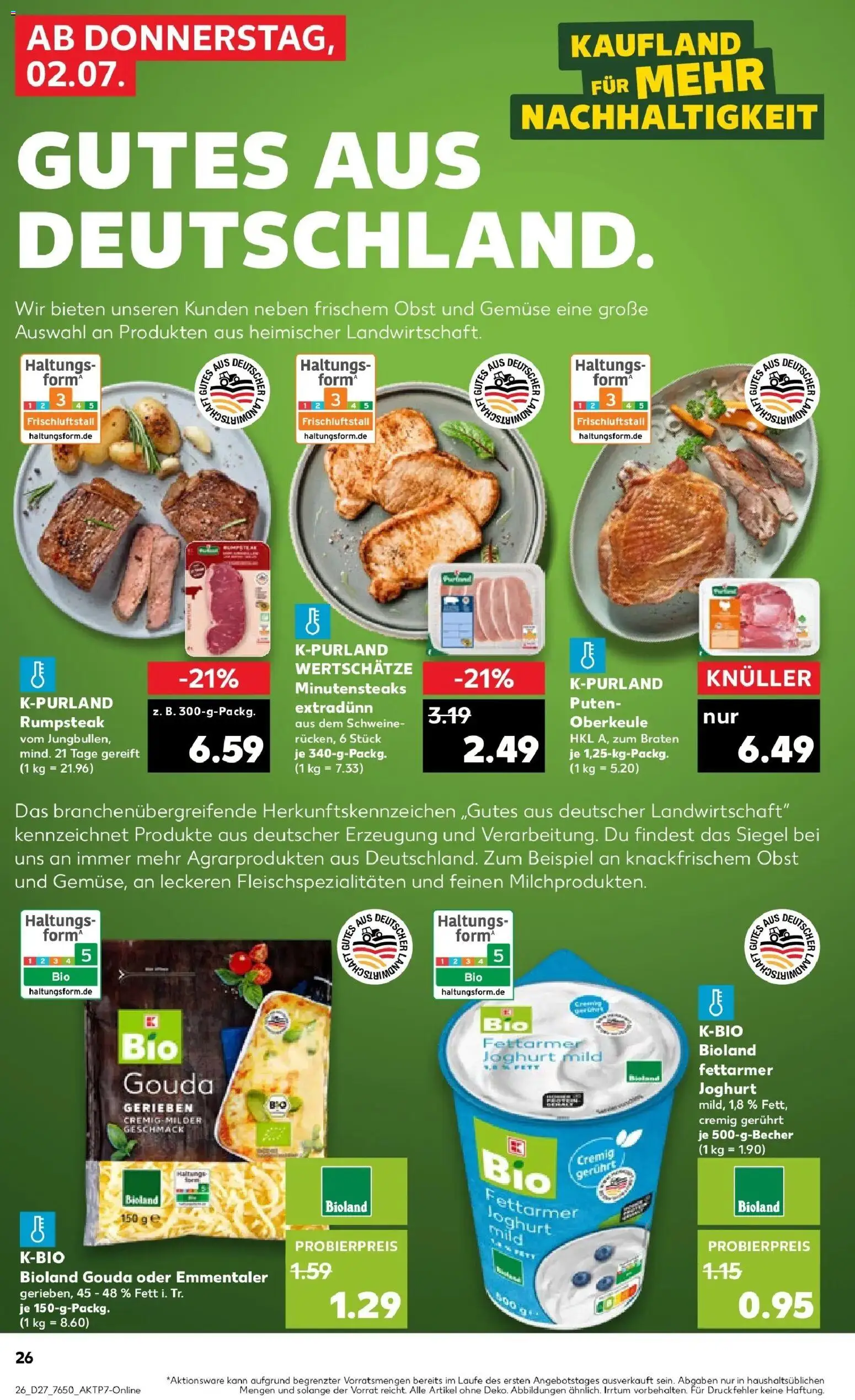 Kaufland Prospekt Mosbach – gültig ab 29.06.2026 | Seite: 37 | Produkte: Rumpsteak, Joghurt, Gouda, Obst