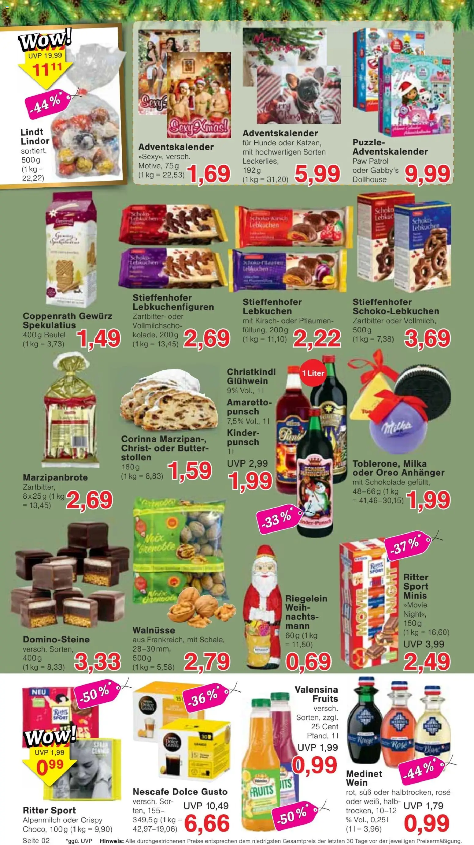 Wiglo Wunderland Prospekt – gültig ab 02.11.2026 | Seite: 2 | Produkte: Butter, Ritter sport, Lindor, Wein