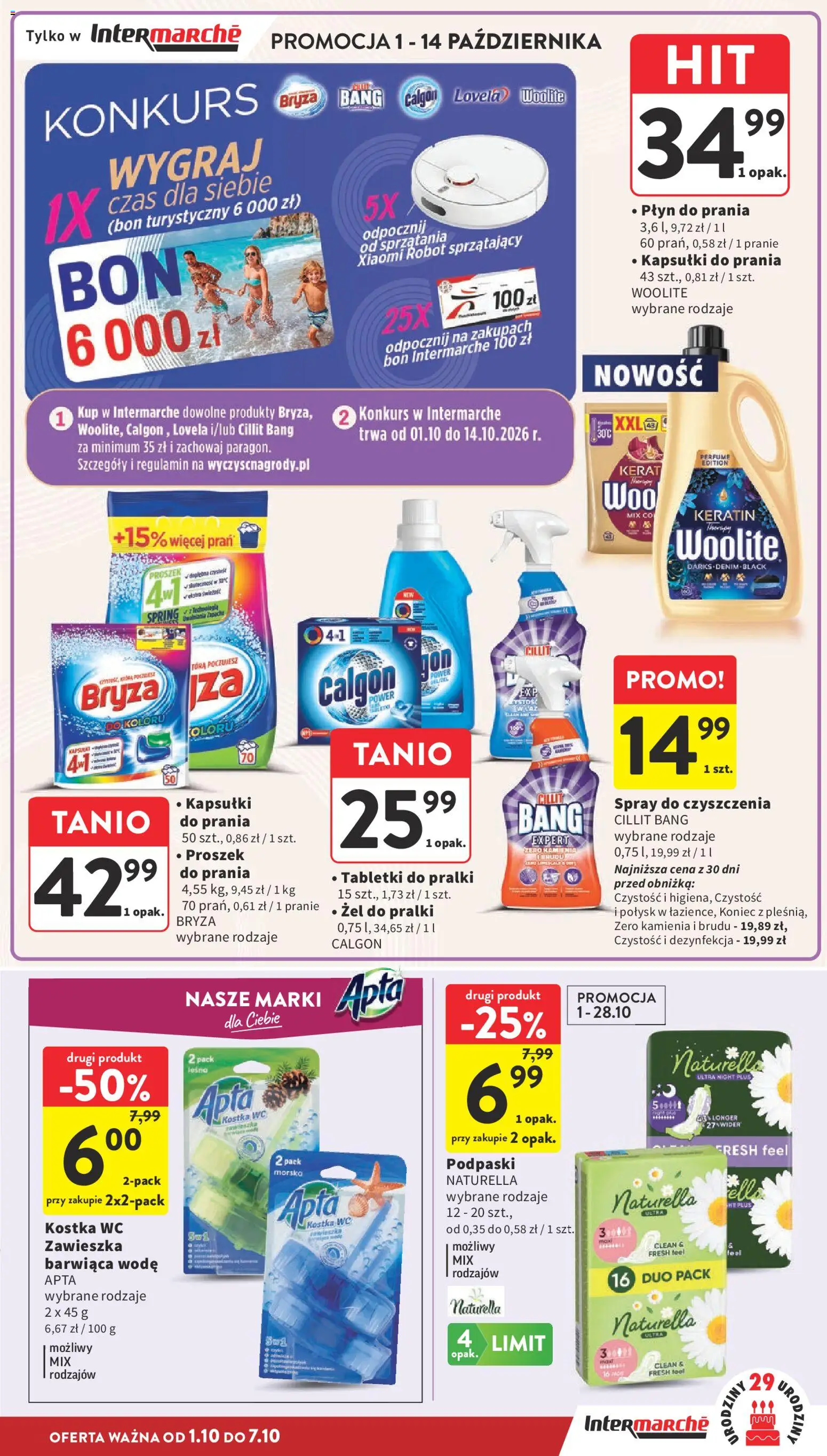 Intermarche gazetka od 01.10.2026 | Strona: 39 | Produkty: Proszek, Podpaski, Kapsułki do prania, Lovela