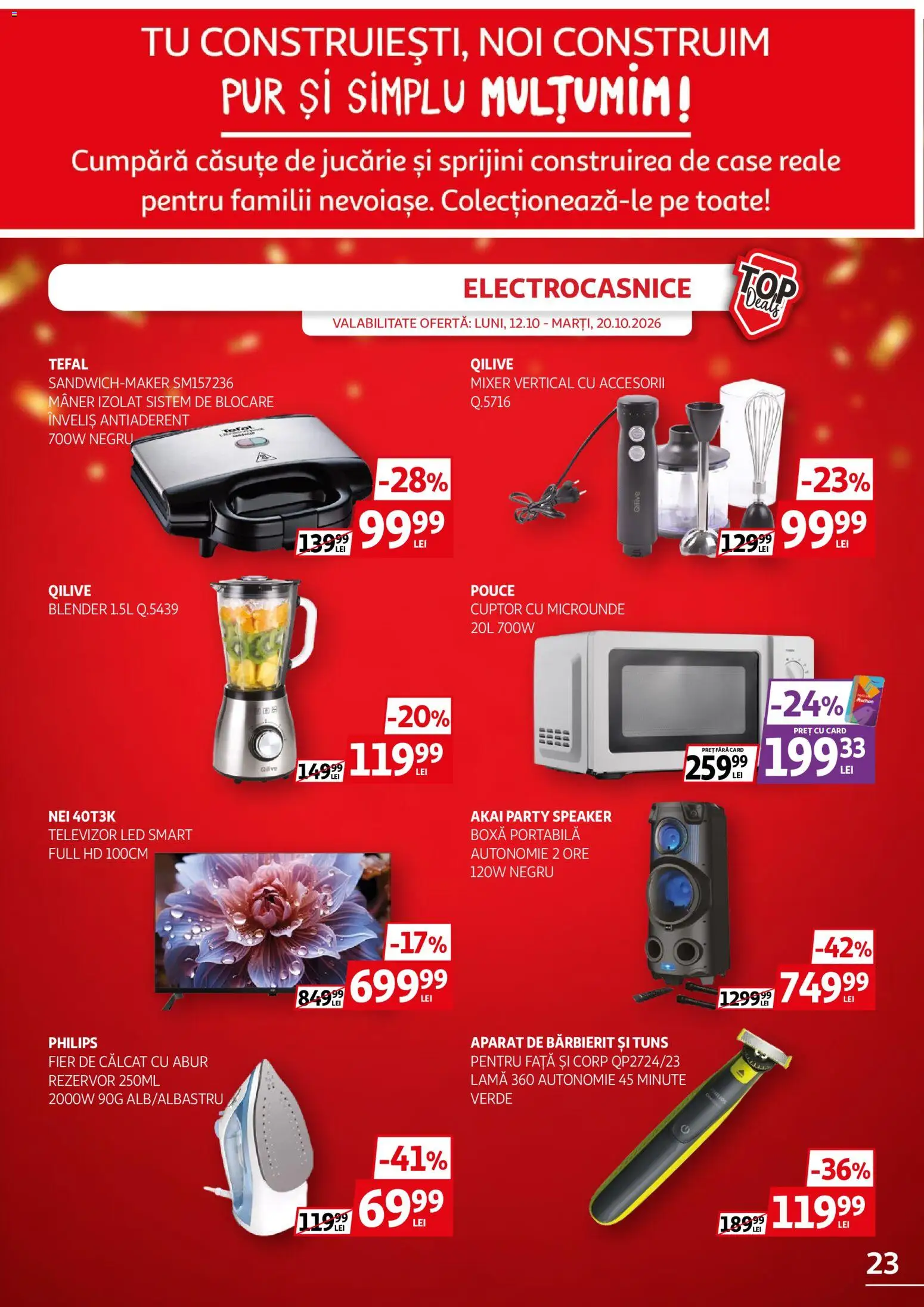Noul catalog Auchan – valabil de la 12.10.2026 | Pagină: 23 | Produse: Televizor led, Televizor, Cuptor Cu Microunde, Mixer