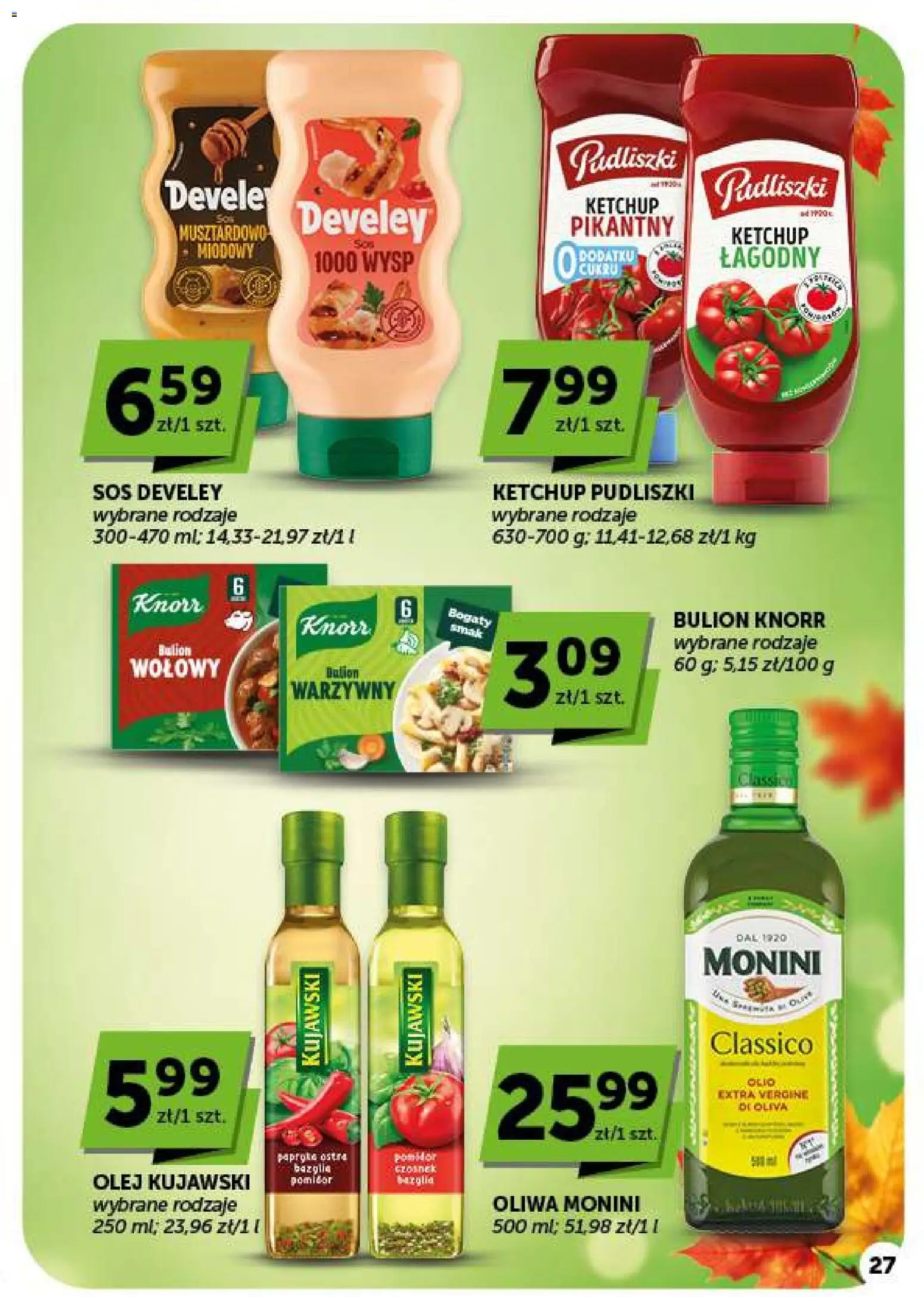 Euro Sklep gazetka od 22.10.2026 | Strona: 27 | Produkty: Oliwa monini, Ketchup, Ketchup pudliszki, Olej kujawski