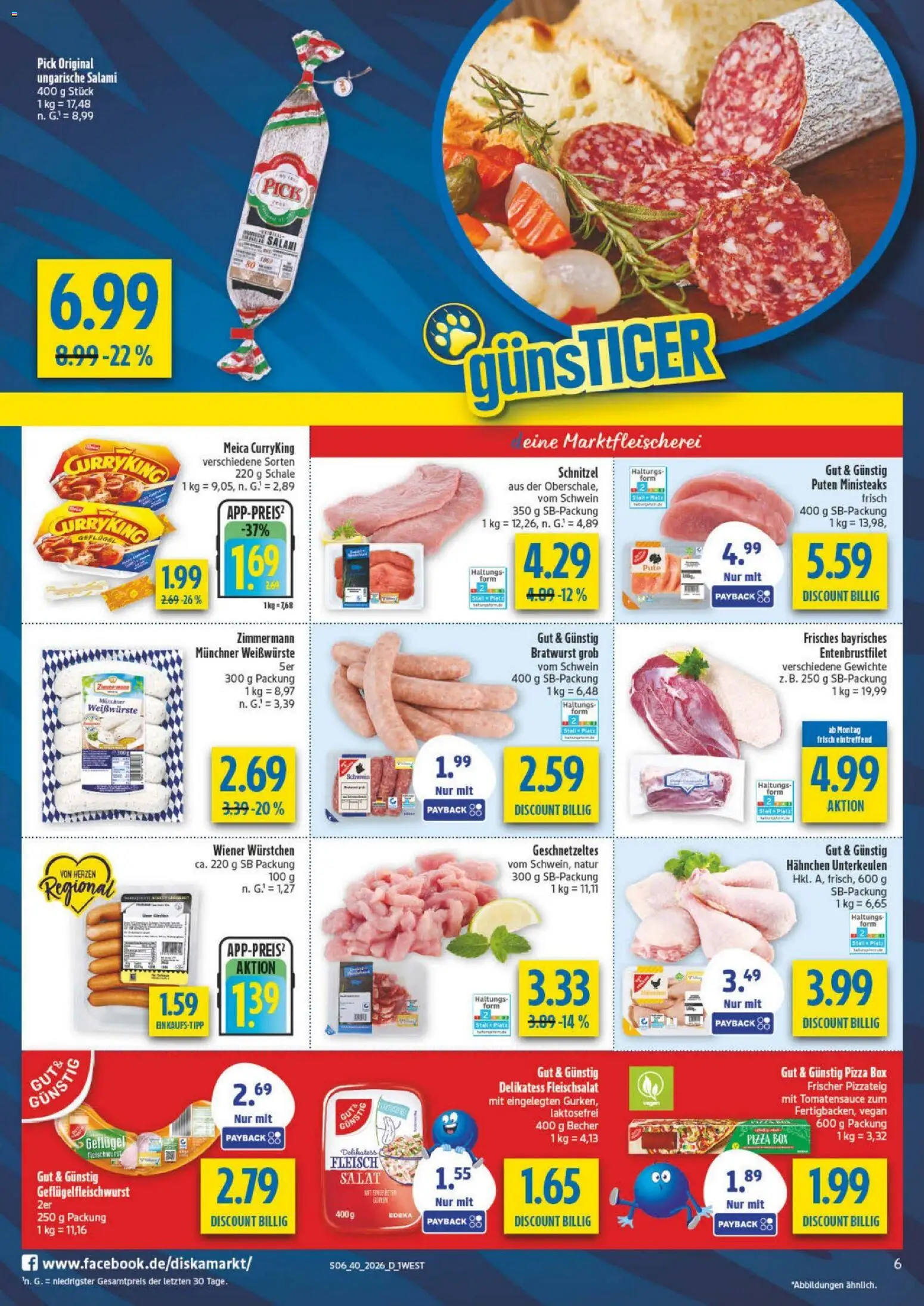 Diska Bayern – gültig ab 28.09.2026 | Seite: 6 | Produkte: Hahnchen, Bratwurst, Meica, Fleisch
