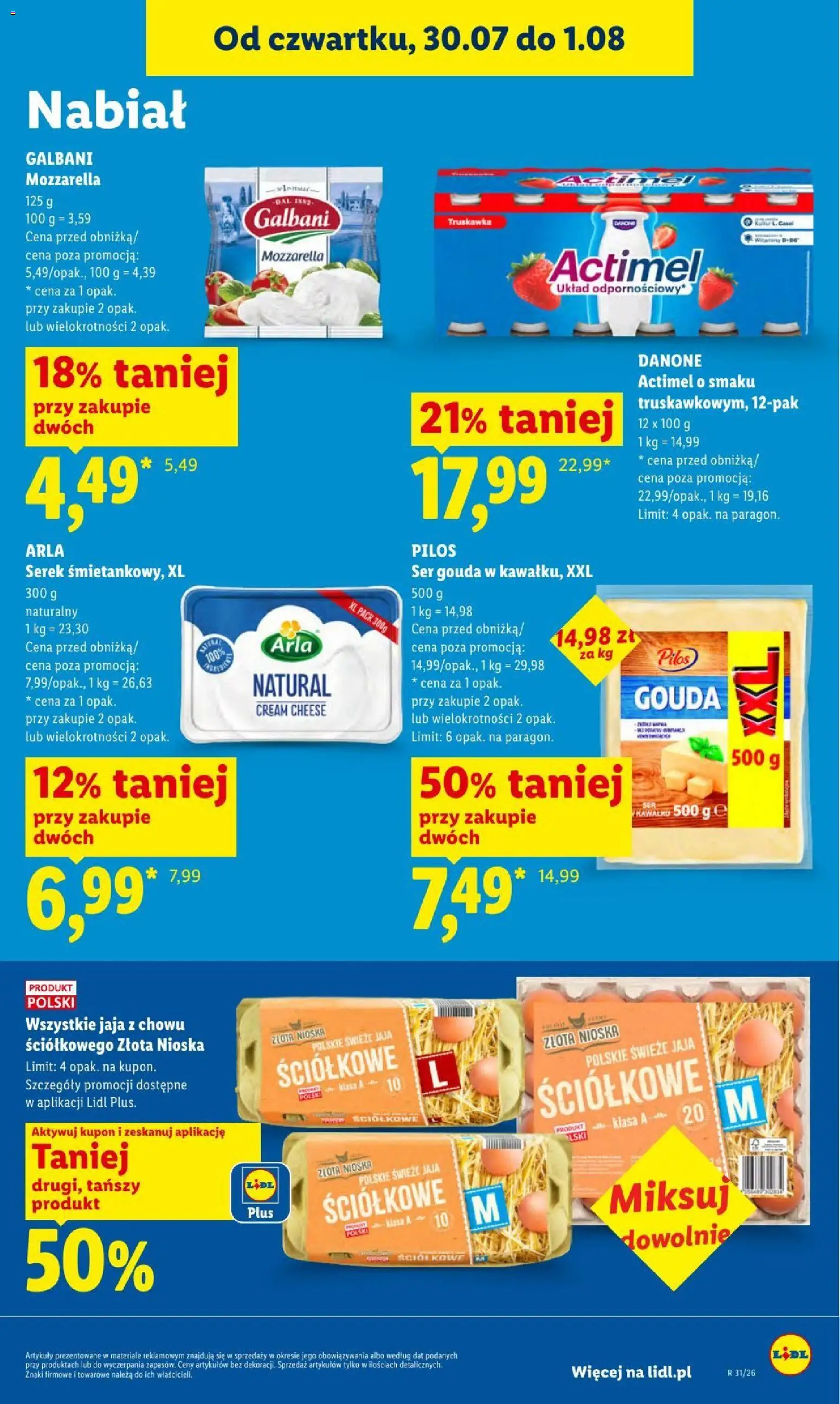 Lidl gazetka od 30.07.2026 | Strona: 69 | Produkty: Cream cheese, Ser, Jaja, Ser gouda