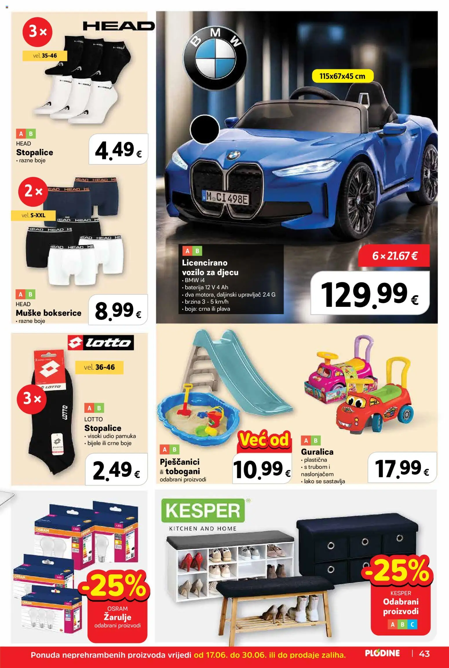 Plodine katalog | vrijedi od 17.06.2026 | Stranica: 43 | Proizvodi: Baterija, Bokserice, Žarulje