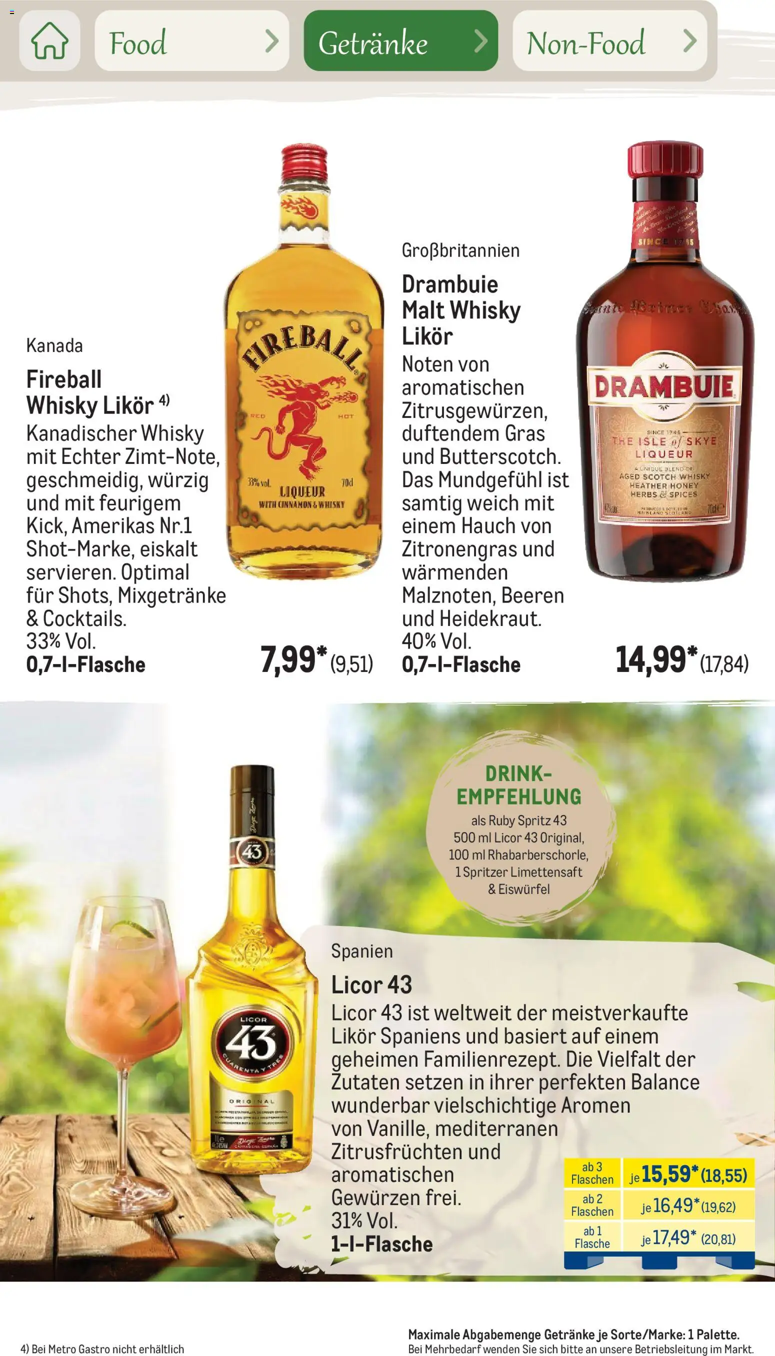 Metro Saisonkatalog Outdoor Dining – gültig ab 01.06.2026 | Seite: 76 | Produkte: Whisky, Zitronengras, Likör