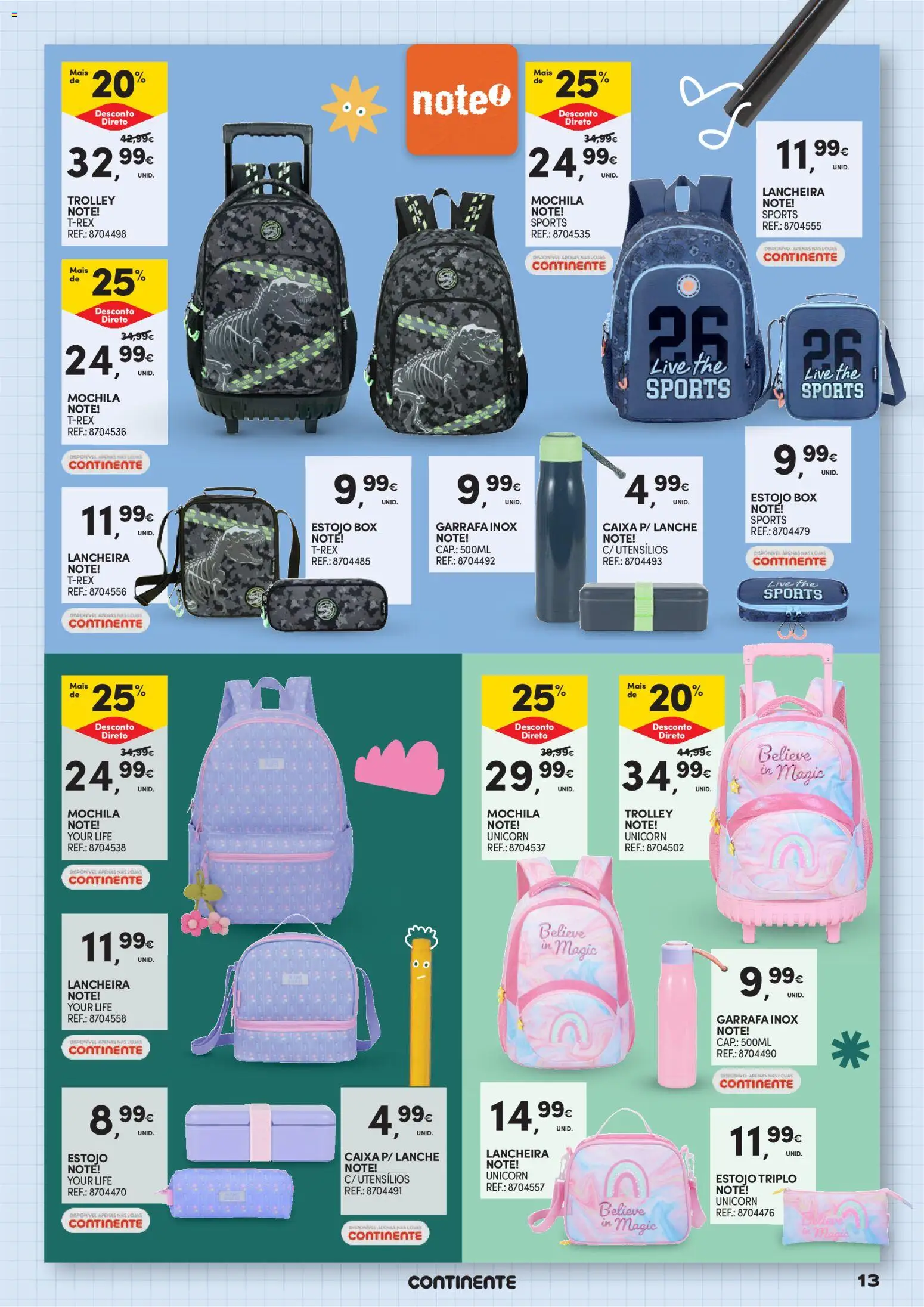Continente Regresso às Aulas Na escola de toda a gente │ válido de 11/08/2026 | Página: 13 | Produtos: Mochila, Caixa