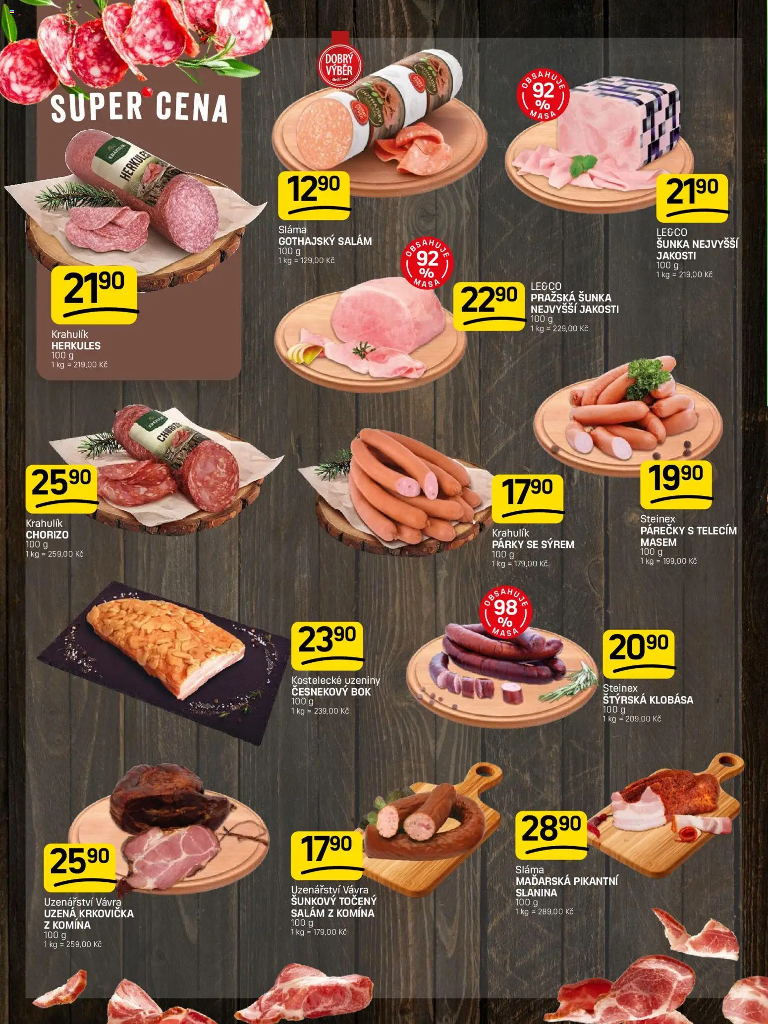 Flop leták od 19.08.2026 | Strana: 2 | Produkty: Párky, Pražská šunka, Klobása, Slanina