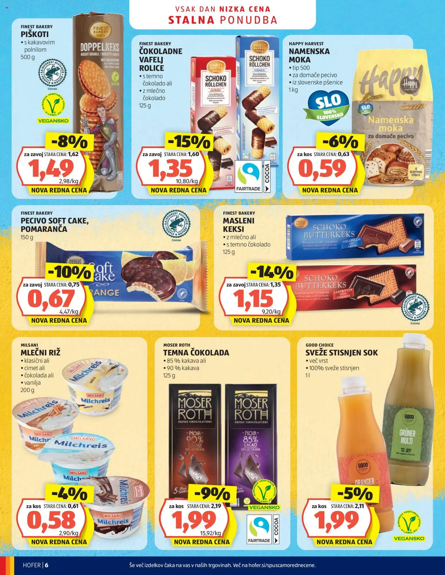 Hofer SI katalog | vrijedi od 02.09.2026 | Stranica: 6 | Proizvodi: Čokolada, Sok, Zavoj, Pecivo