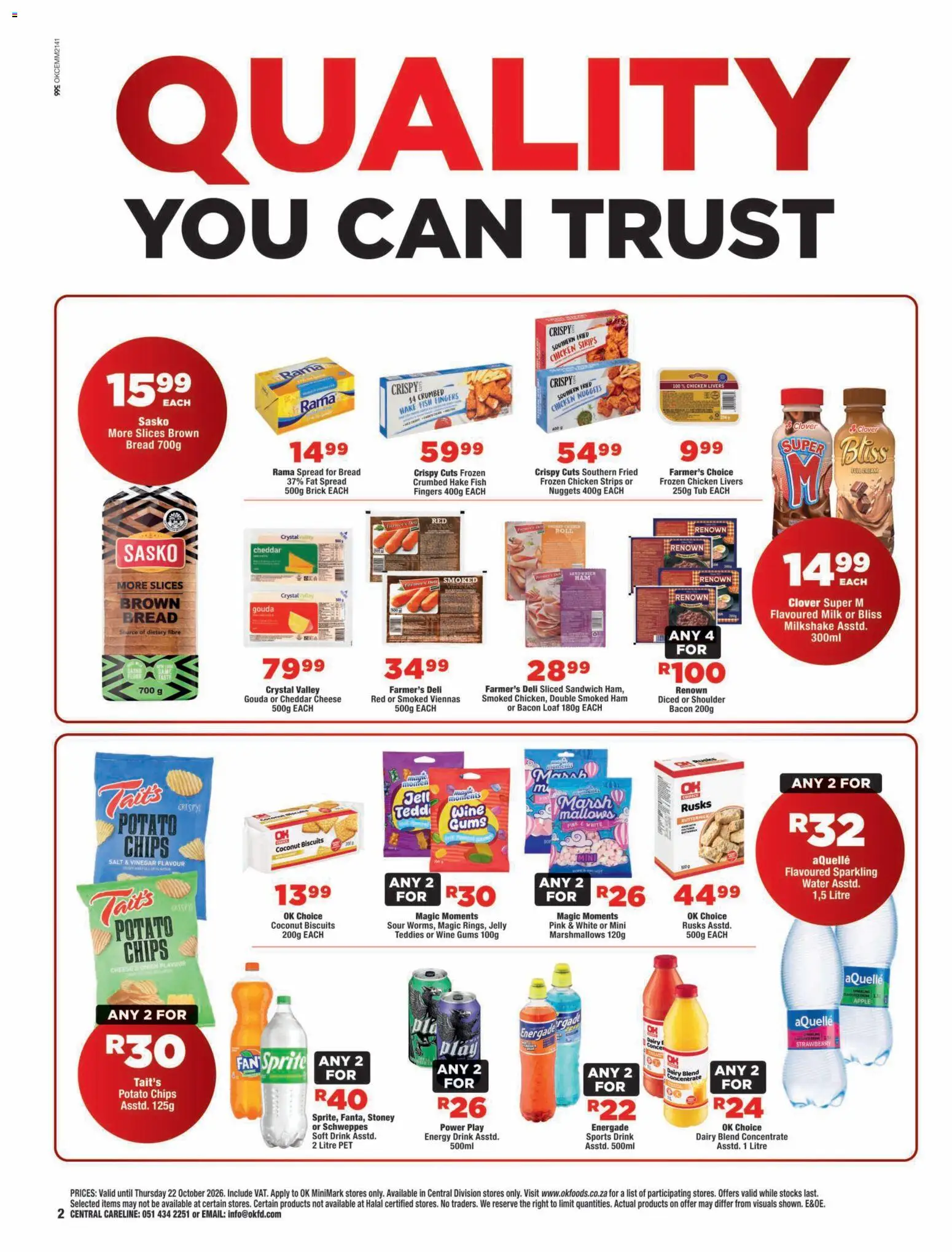 New OK Foods catalogue – valid from 14/10/2026 | Page: 2 | Products: Chicken strips, Frozen chicken, Cream, Dairy blend