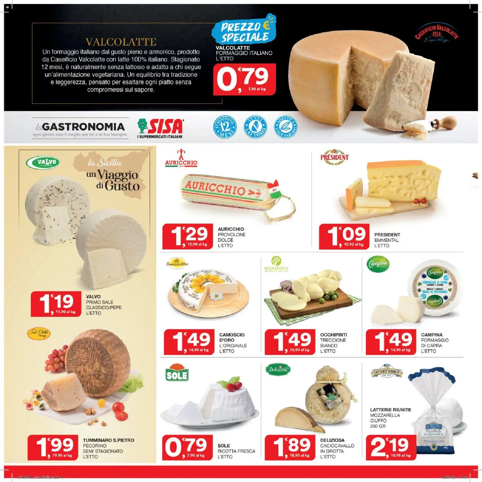 Volantino SISA del 16/07/2026 | Pagina: 4 | Prodotti: Mozzarella, Latte, Ricotta, Pecorino
