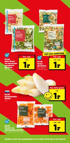 PLUS Soep-groenten, Alle zakken à 350-500 gram - Voorbeeld van een folder van Plus, geldig van 07-10-2026 | Pagina: 4 | Producten: Spaghetti, Macaroni, Zak, Wortels