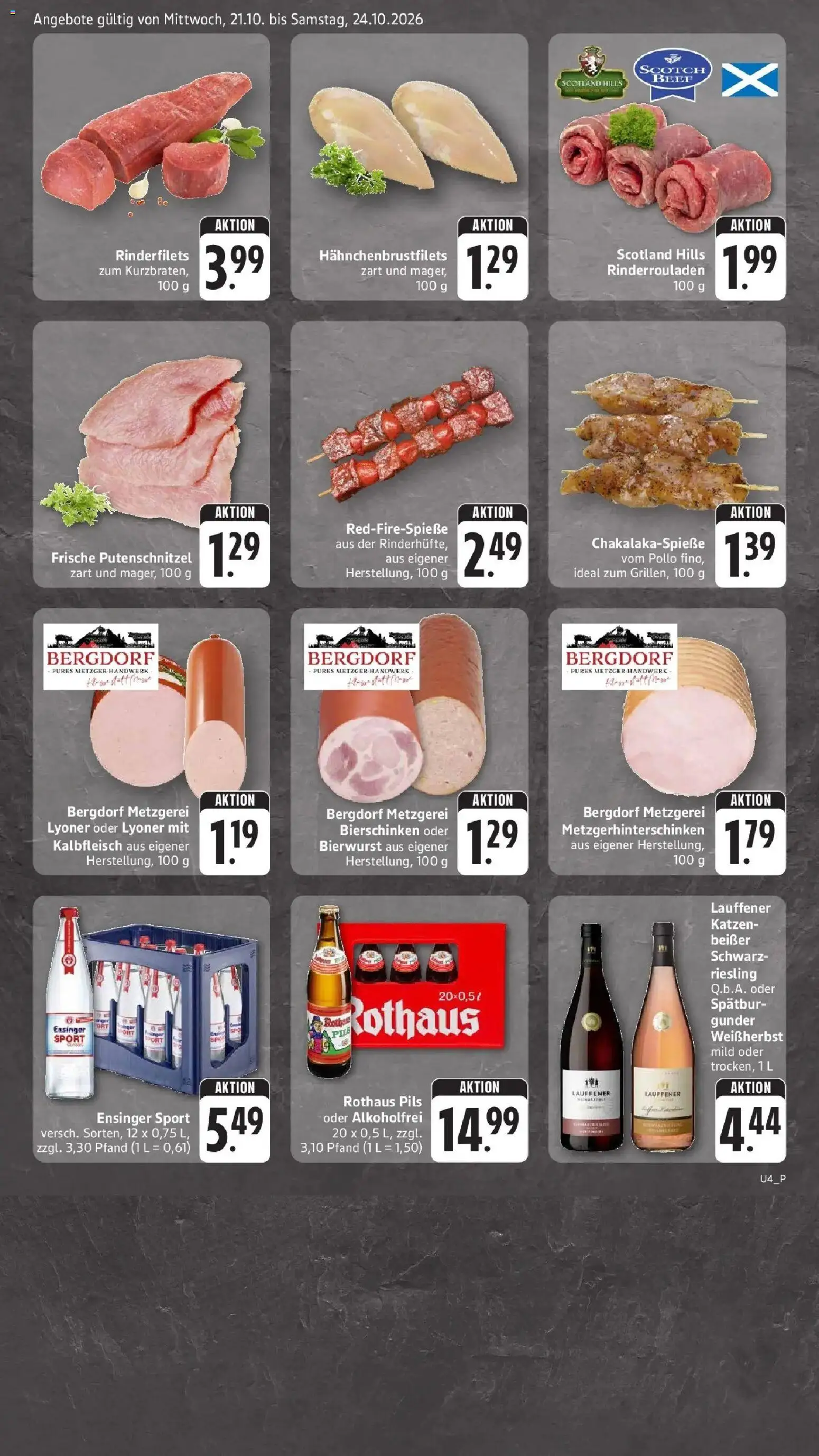 Edeka Prospekt Karlsbad-Langensteinbach (ab 19.10.2026) » Angebote Online | Seite: 4 | Produkte: Rinderrouladen, Pils, Putenschnitzel