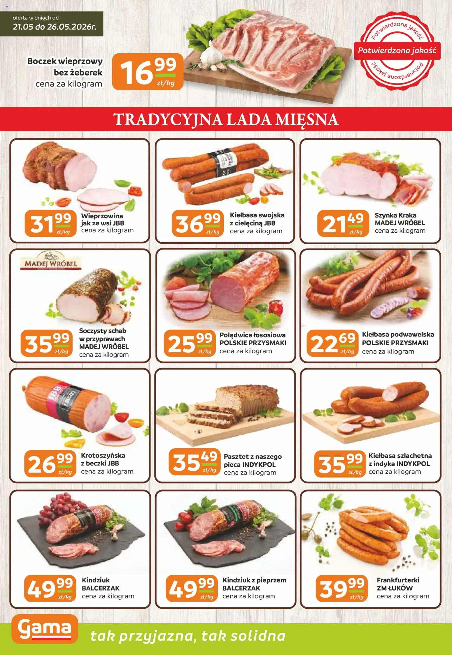Gama gazetka od 21.05.2026 | Strona: 2 | Produkty: Kiełbasa, Schab, Boczek, Kindziuk