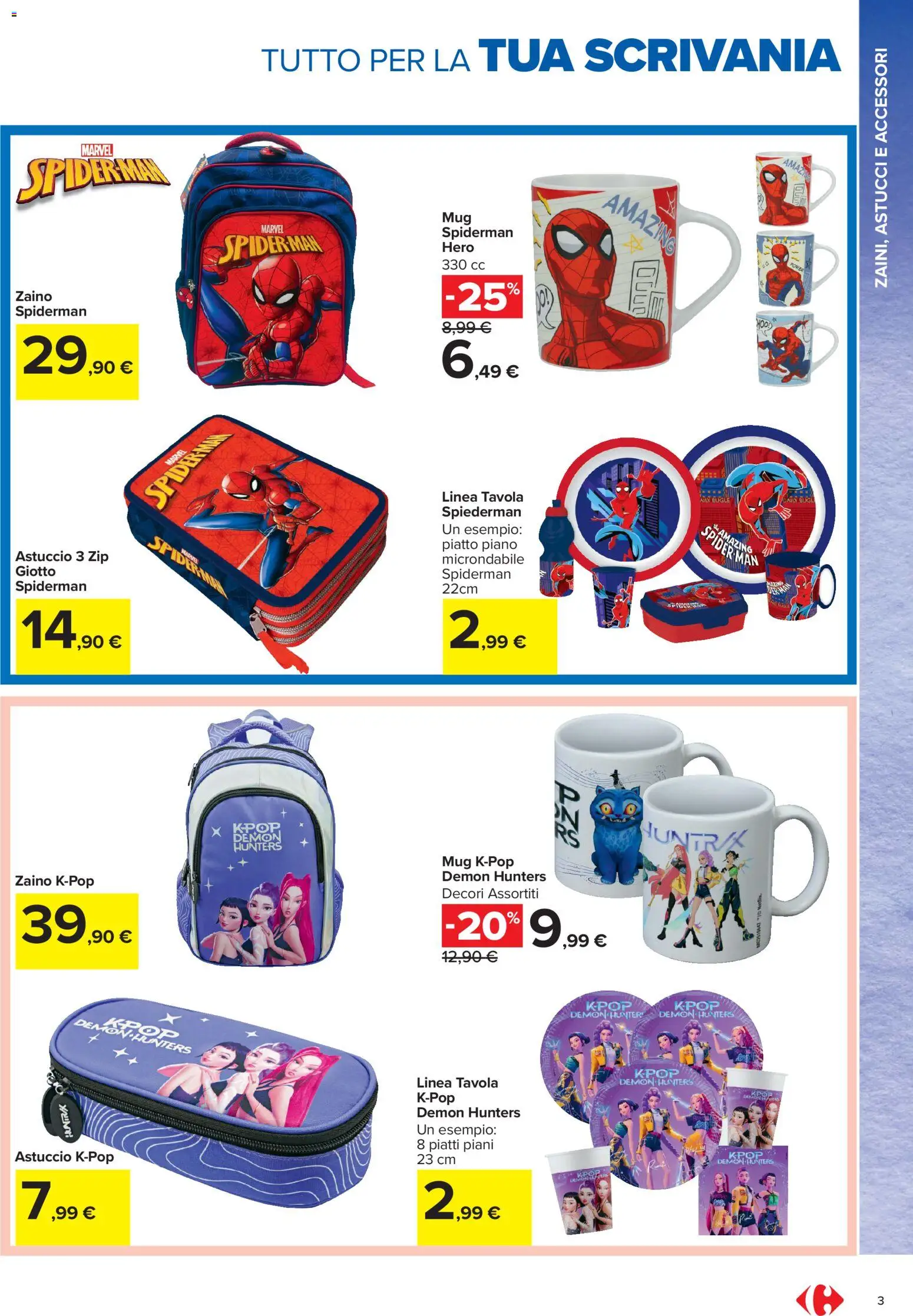 Volantino Carrefour del 22/07/2026 | Pagina: 3 | Prodotti: The, Astuccio, Piatto, Scrivania