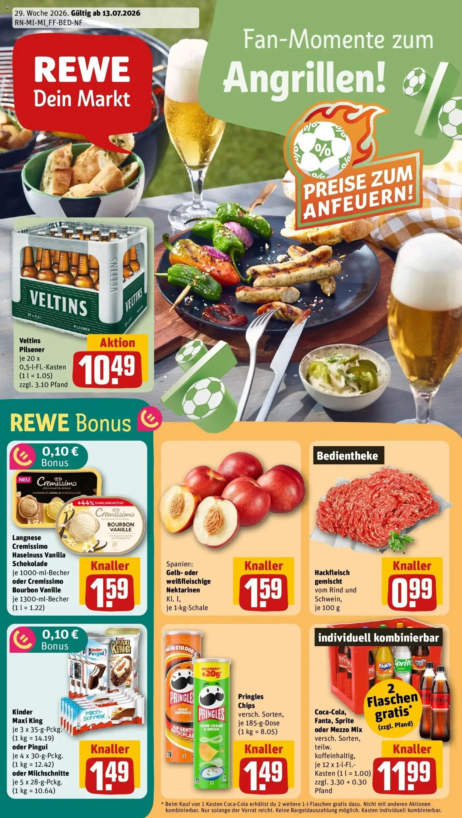 Rewe Prospekt Rüsselsheim – gültig ab 13.07.2026 | Seite: 1 | Produkte: Milch, Vanille, Bourbon, Chips