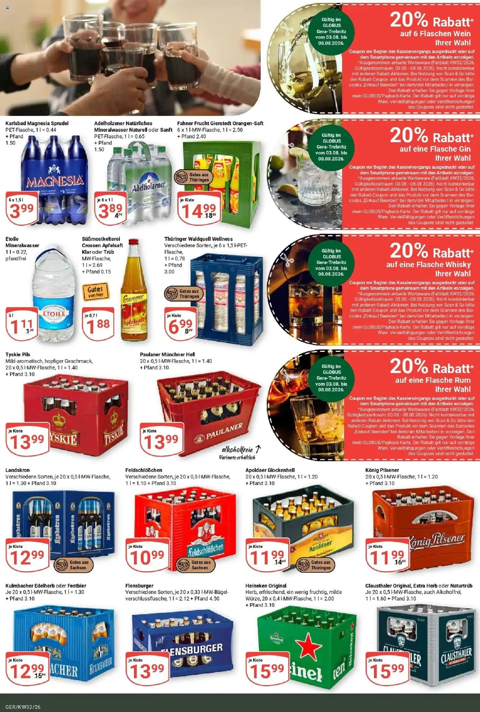 Globus Prospekt Gera (ab 03.08.2026) » Angebote online | Seite: 20 | Produkte: Konig pilsener, Pils, Smartphone, Paulaner