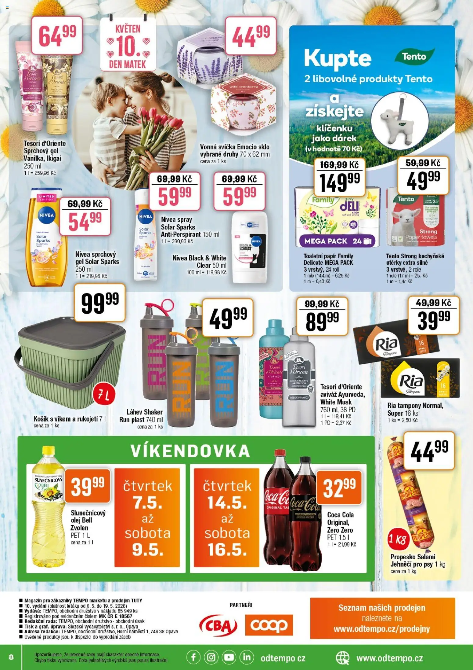 Tempo leták - Tuty od 06.05.2026 | Strana: 8 | Produkty: Nivea, Košík, Slunečnicový olej, Tampony