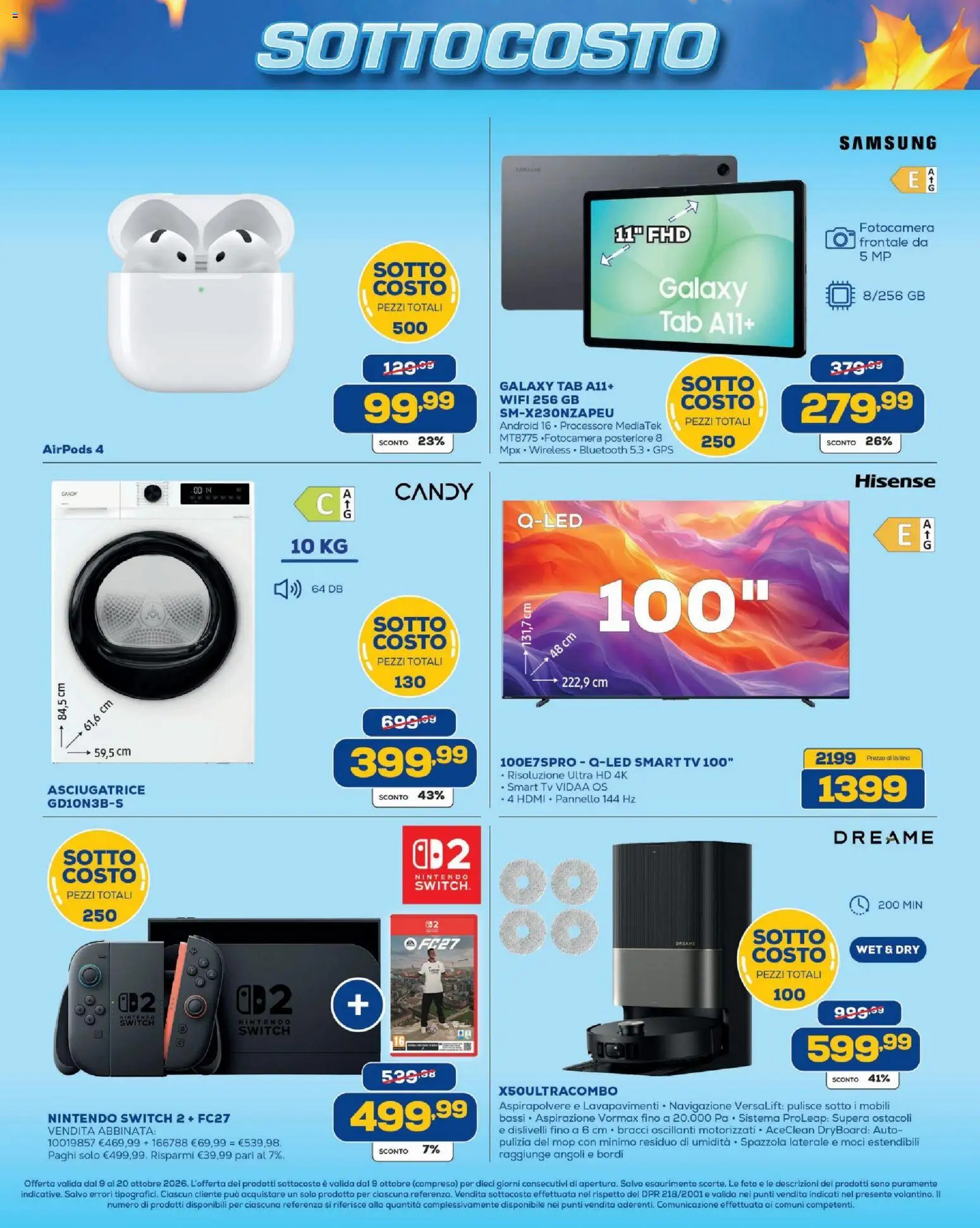 Volantino BRUNO del 09/10/2026 | Pagina: 2 | Prodotti: Spazzola, Asciugatrice, TV, Airpods