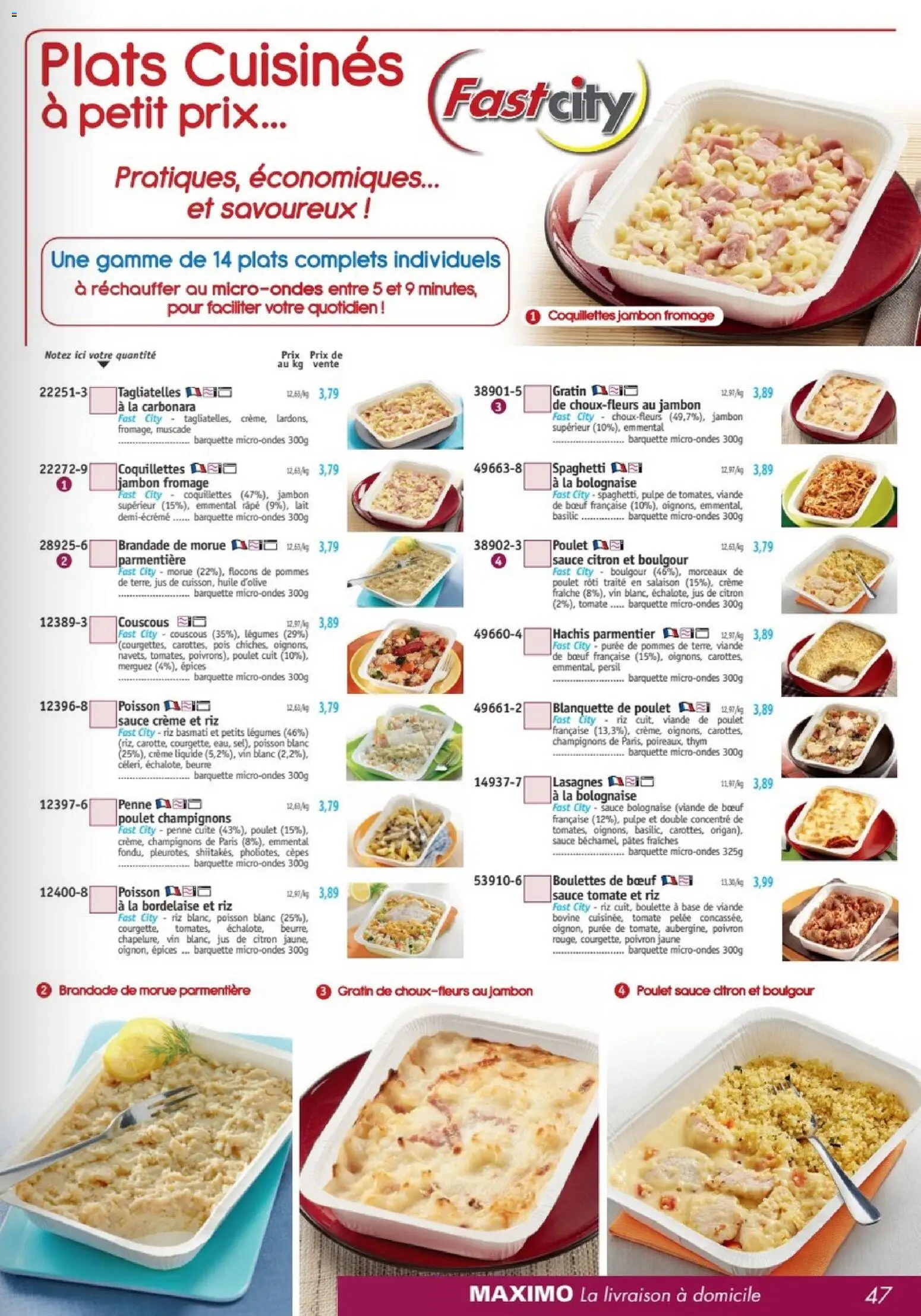 {H1} | Page: 47 | Produits: Sauce bolognaise, Crème liquide, Vin, Viande de poulet