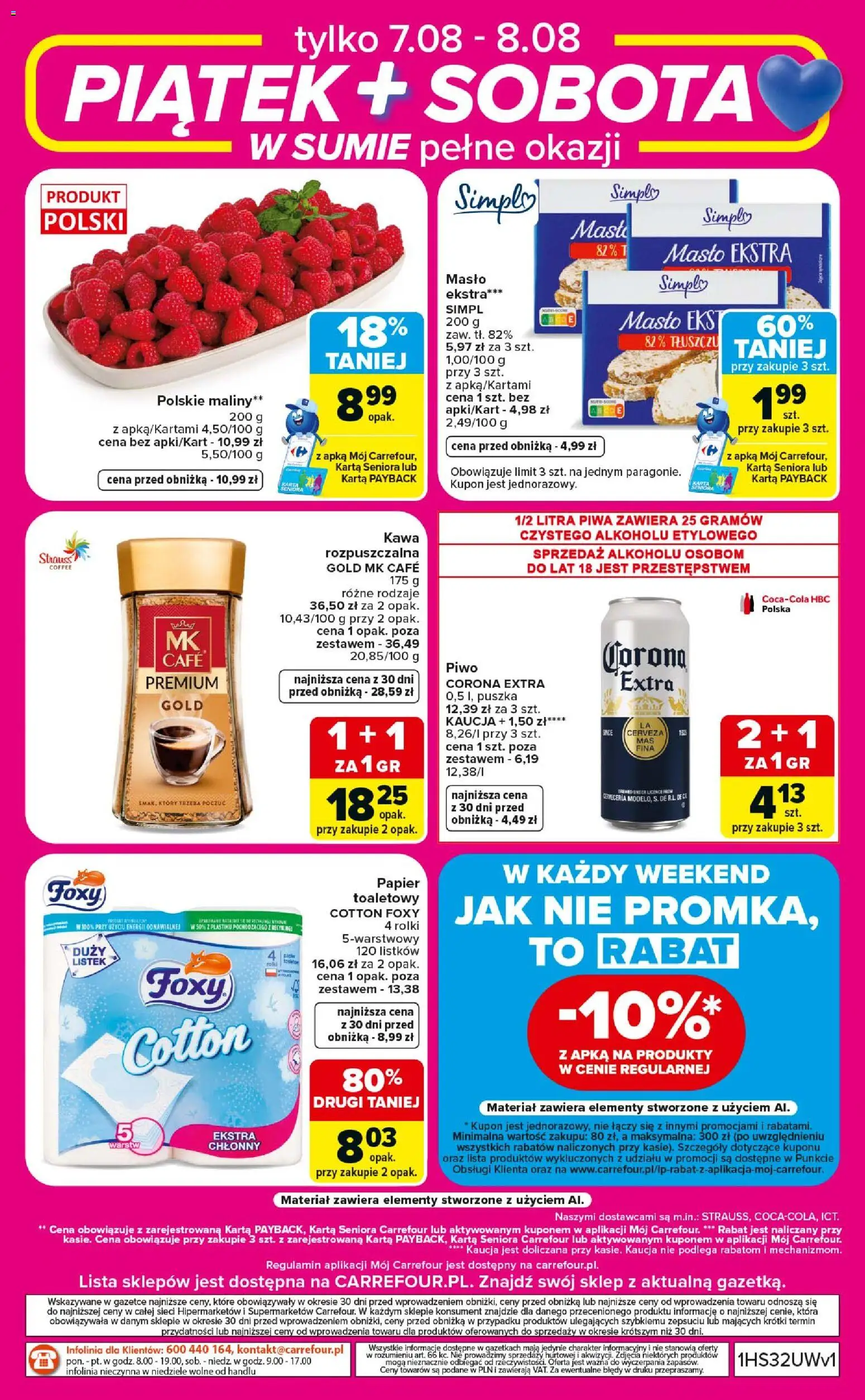 Carrefour gazetka - Weekend okazji od 06.08.2026 | Strona: 8 | Produkty: Rolki, Masło, Kawa, Piwo