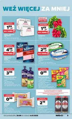 Pogląd oferty "Zupa instant Reeva, Zupa instant Reeva, > o smaku kurczaka z curry, > o smaku kurczaka, > smaku kurczaka złocistego, 60 g; 16,50/1 kg, > o smaku sera i boczku, 62 g; 15,97/1 kg, Przy zakupie 3 szt. 0,99/1 szt., Najniższa cena z 30 dni, przed wprowadzeniem obniżki: 0,99, Cena regularna przy zakupie 1 szt.: 1,29" - ważna od 29.06.2026 | Strona: 5 | Produkty: Serek, Szynka wieprzowa, Piwo, Makaron