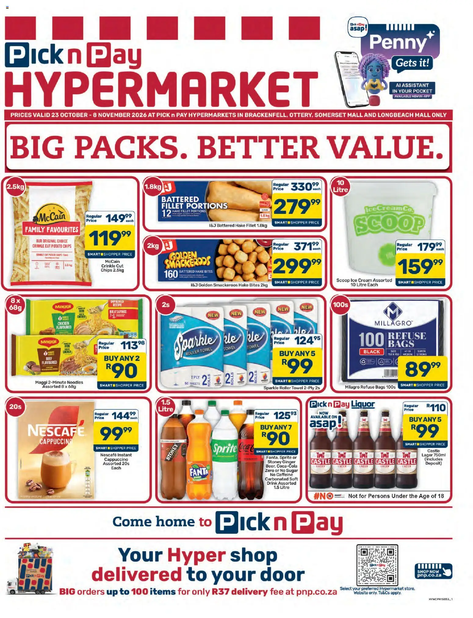 New Pick n Pay catalogue – valid from 23/10/2026 | Page: 1 | Products: Towel, Coffee, Noodles, Stoney