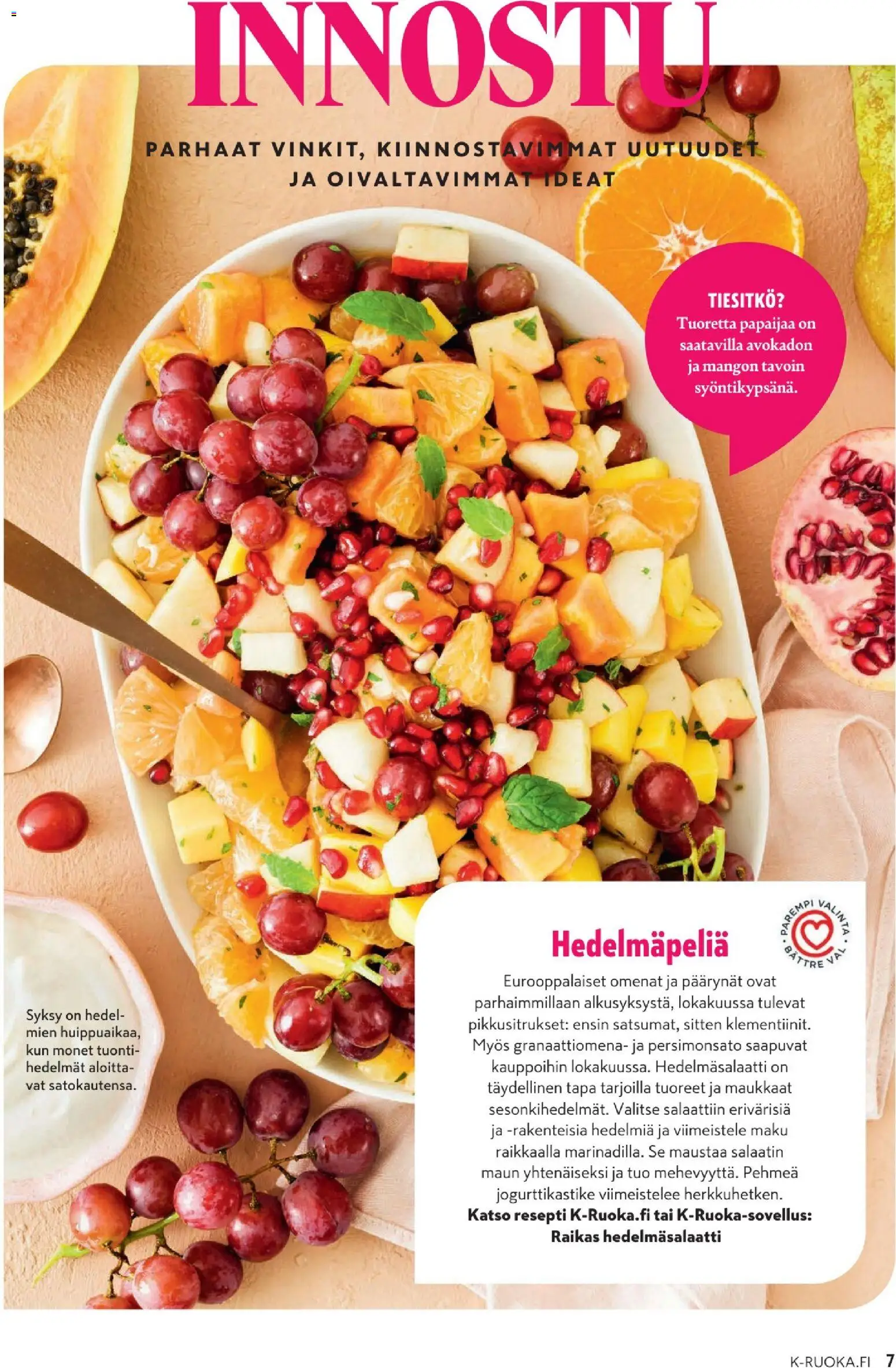 K-Market - K-Ruoka – voimassa 29/09/2026 alkaen | Sivu: 7 | Tuotteet: Päärynät, Omenat, Granaattiomena