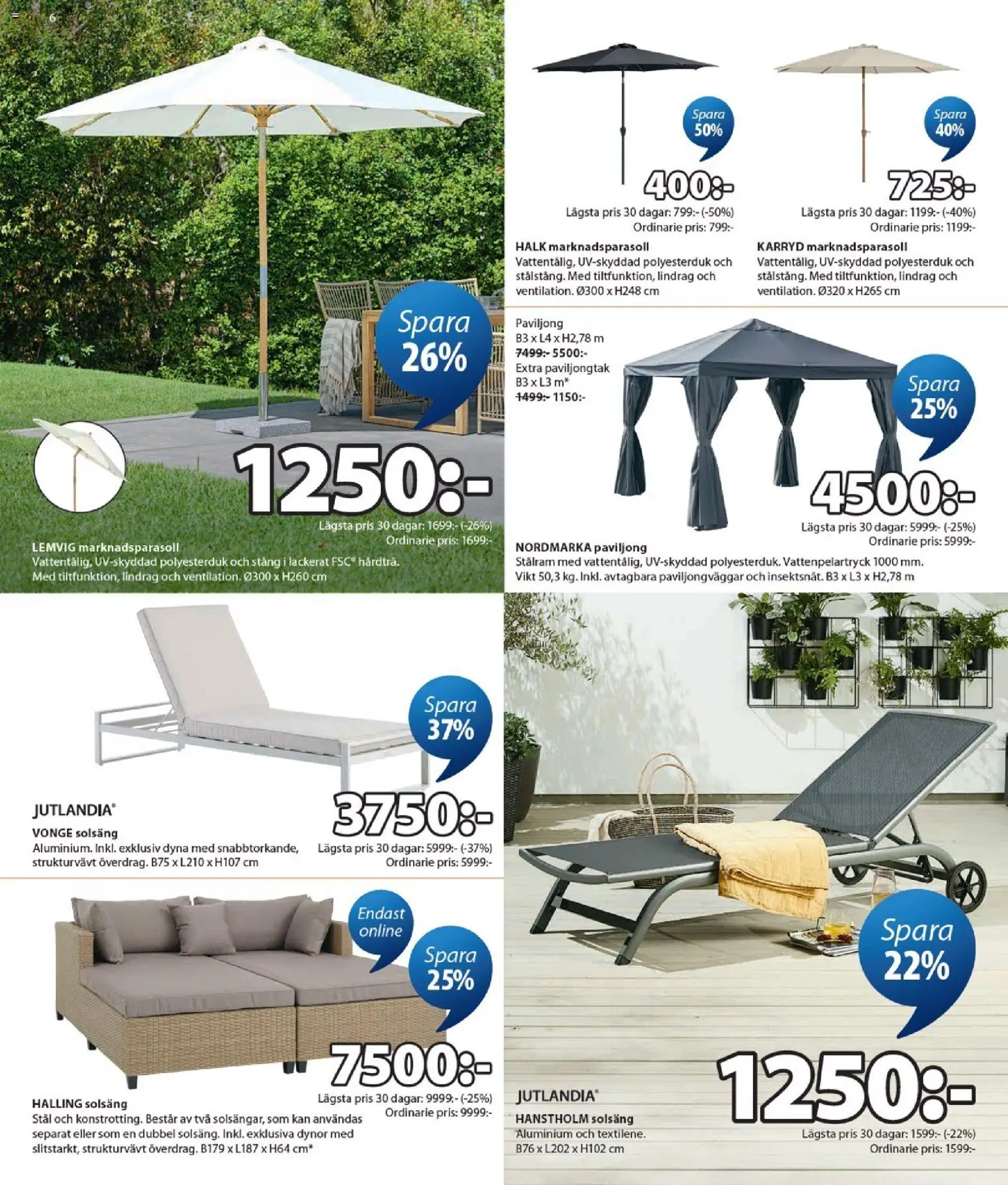 JYSK reklamblad aktuell från 29/06/2026 | Sida: 6 | Produkter: Dynor, Solsäng