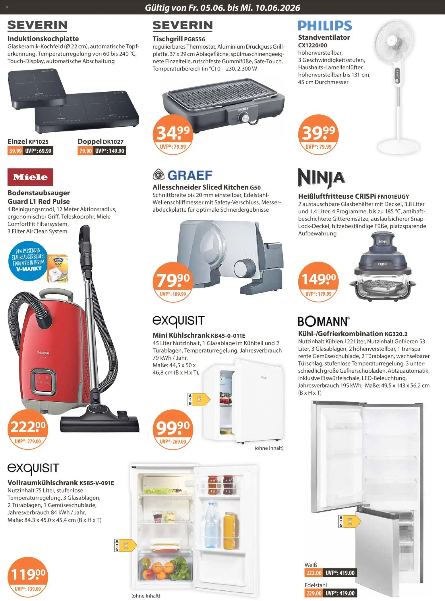 V-Markt München – gültig ab 05.06.2026 | Seite: 18 | Produkte: Miele, Grill, Kühlschrank, Mini kühlschrank