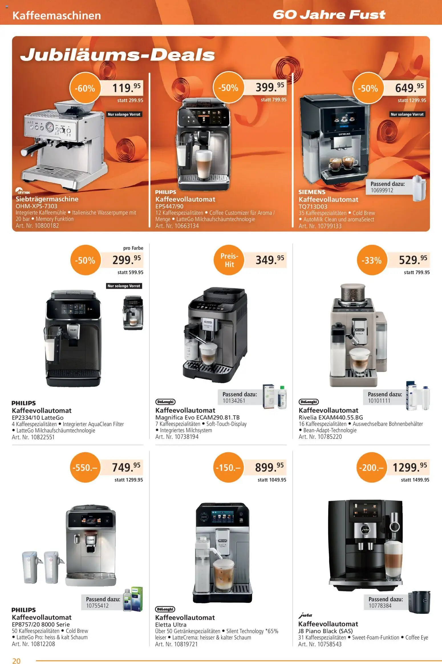 Fust aktionen – gültig ab 27.07.2026 | Seite: 20 | Produkte: Jura, Kaffeevollautomat, Philips, Siemens