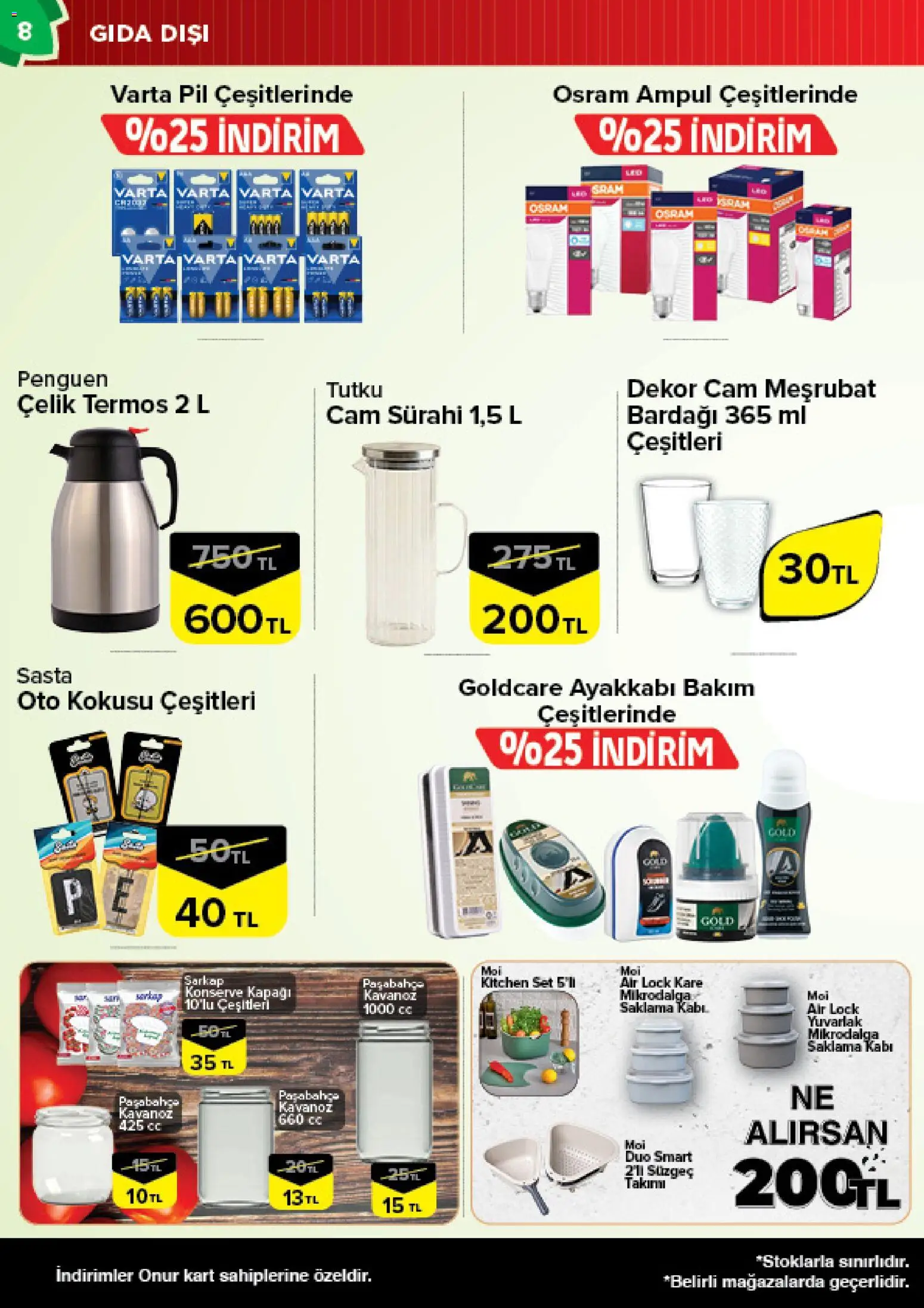 Onur Market Katalog - 29 Eylül 2026 tarihinden itibaren geçerlidir | Sayfa: 8 | Ürünler: Pil, Termos, Sürahi