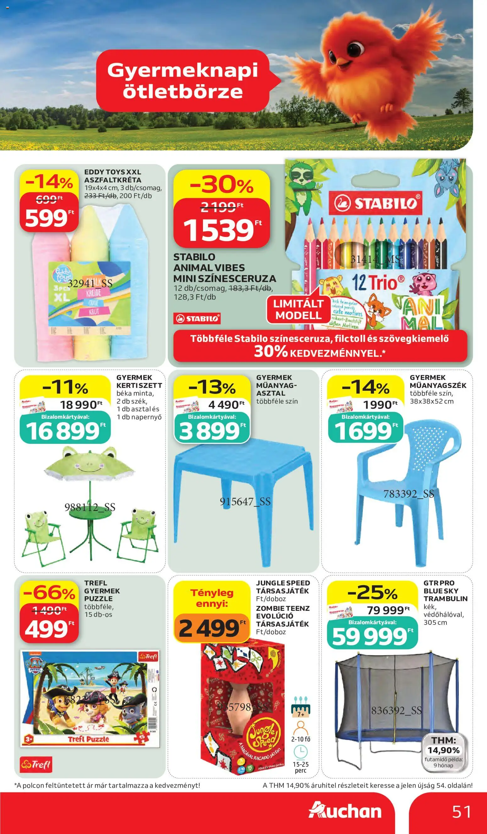 Auchan akciós ujság - amely érvényes a következő dátumtól: 28.05.2026 | Oldal: 51 | Termékek: Játék, Asztal, Társasjáték, Napernyő