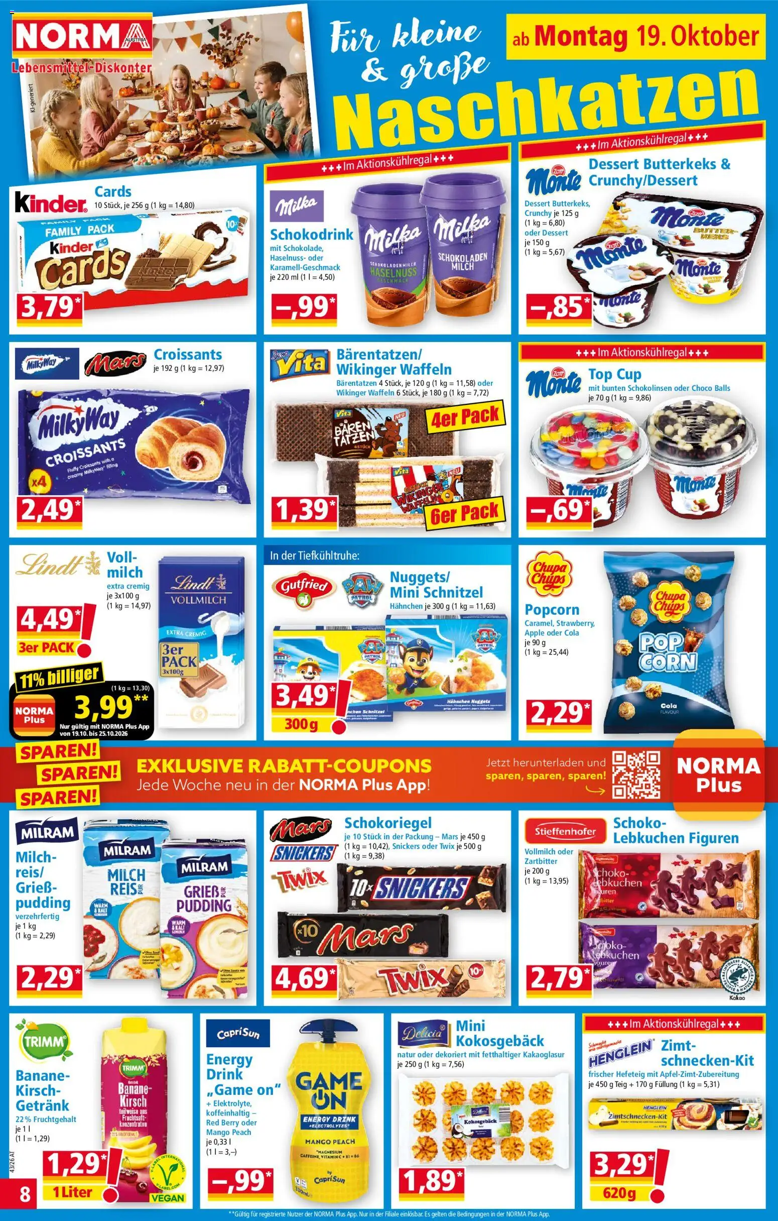 Norma Flugblatt gültig ab 19.10.2026 | Seite: 8 | Produkte: Chips, Grieß, Waffeln, Lebkuchen