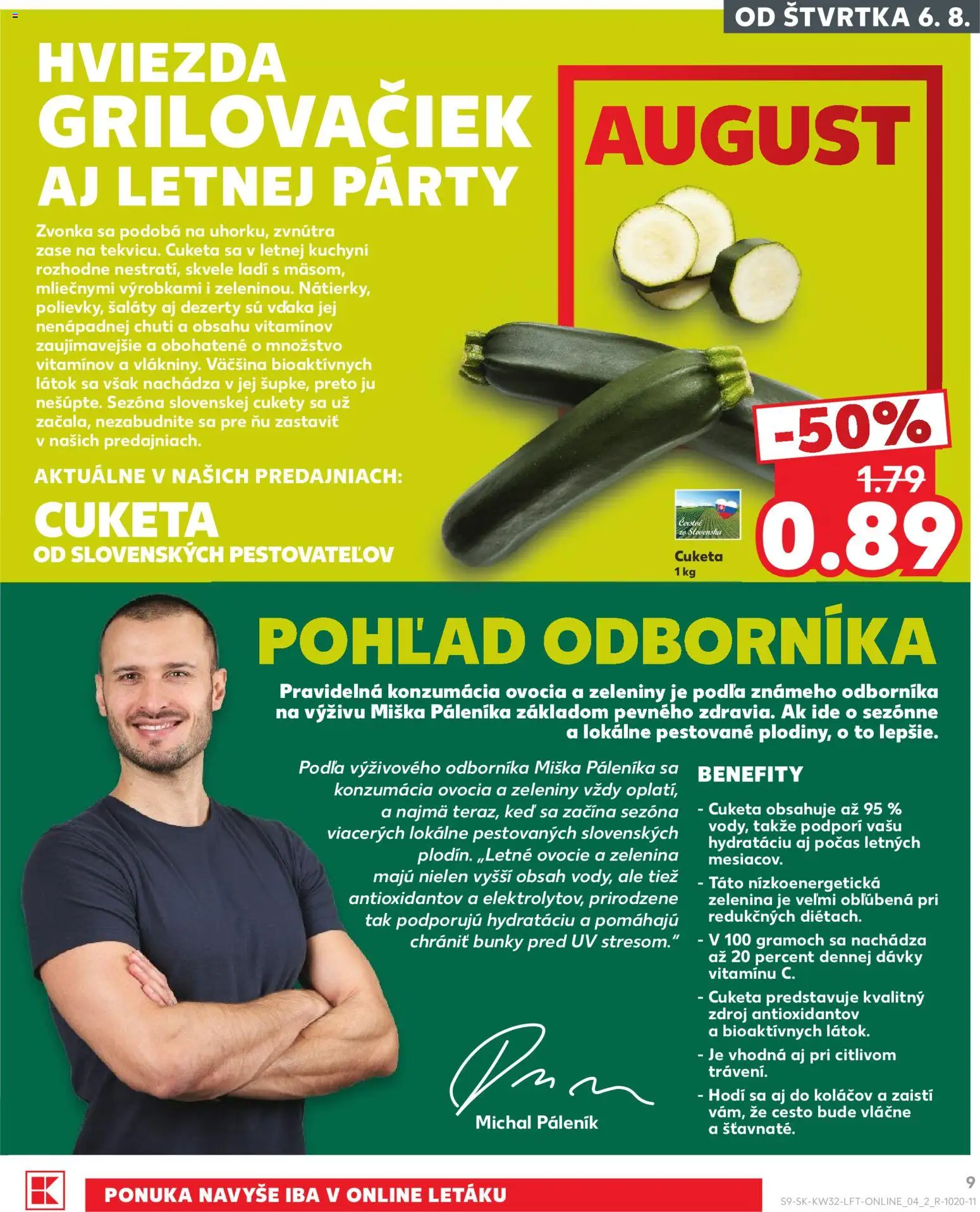 Nové Kaufland akcie – leták je platný od 06.08.2026 | Strana: 9 | Produkty: Cuketa, Ovocie