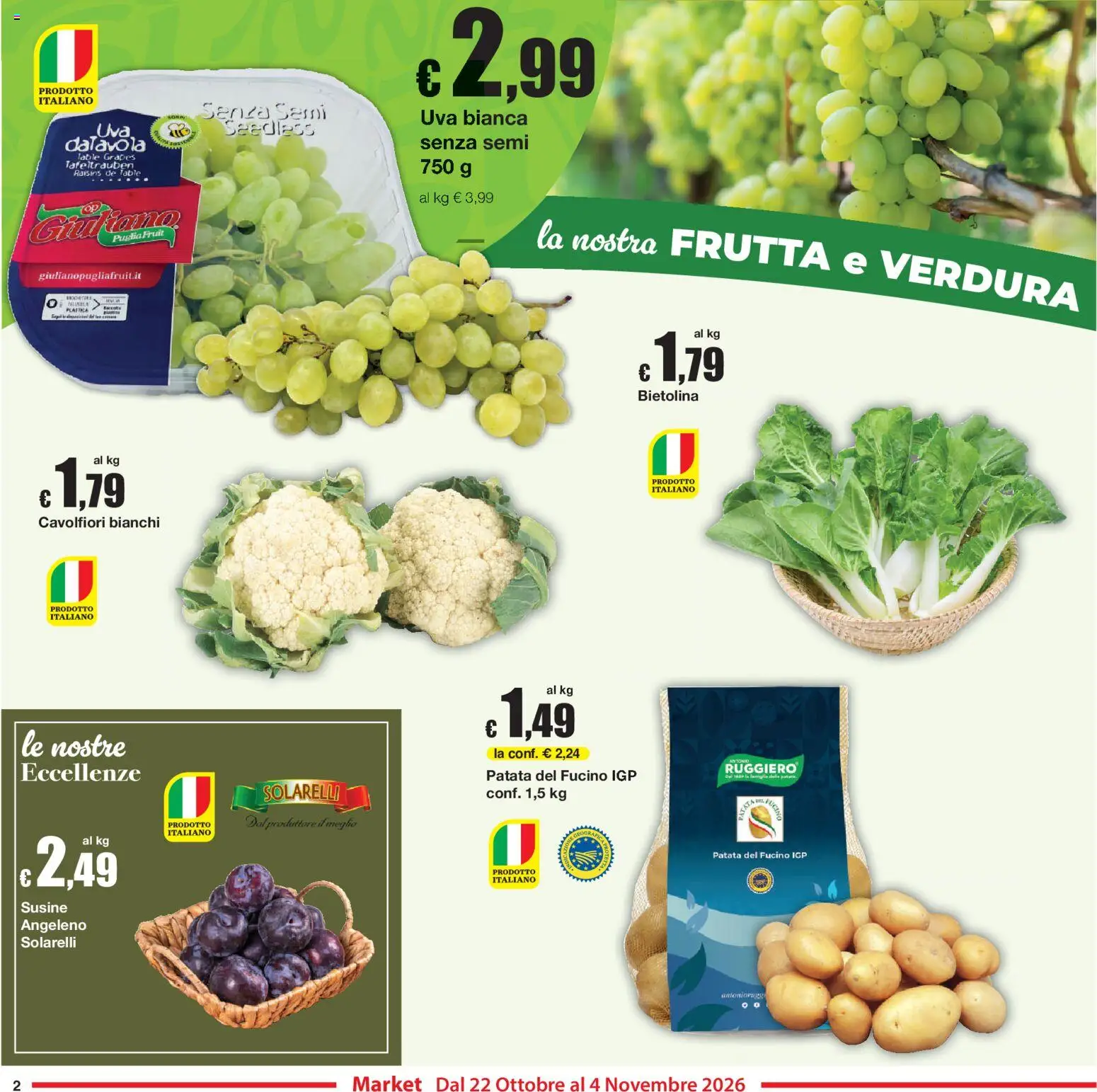 Volantino Sì con Te del 22/10/2026 | Pagina: 2 | Prodotti: Frutta, Uva, Susine