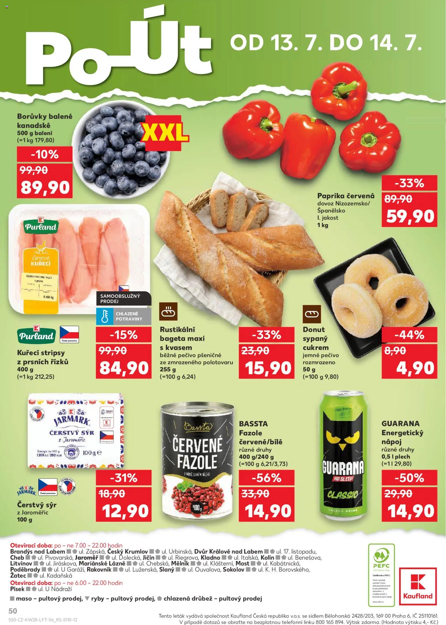 Kaufland leták - Kolín od 08.07.2026 | Strana: 50 | Produkty: Donut, Plech, Potraviny, Kuřecí stripsy
