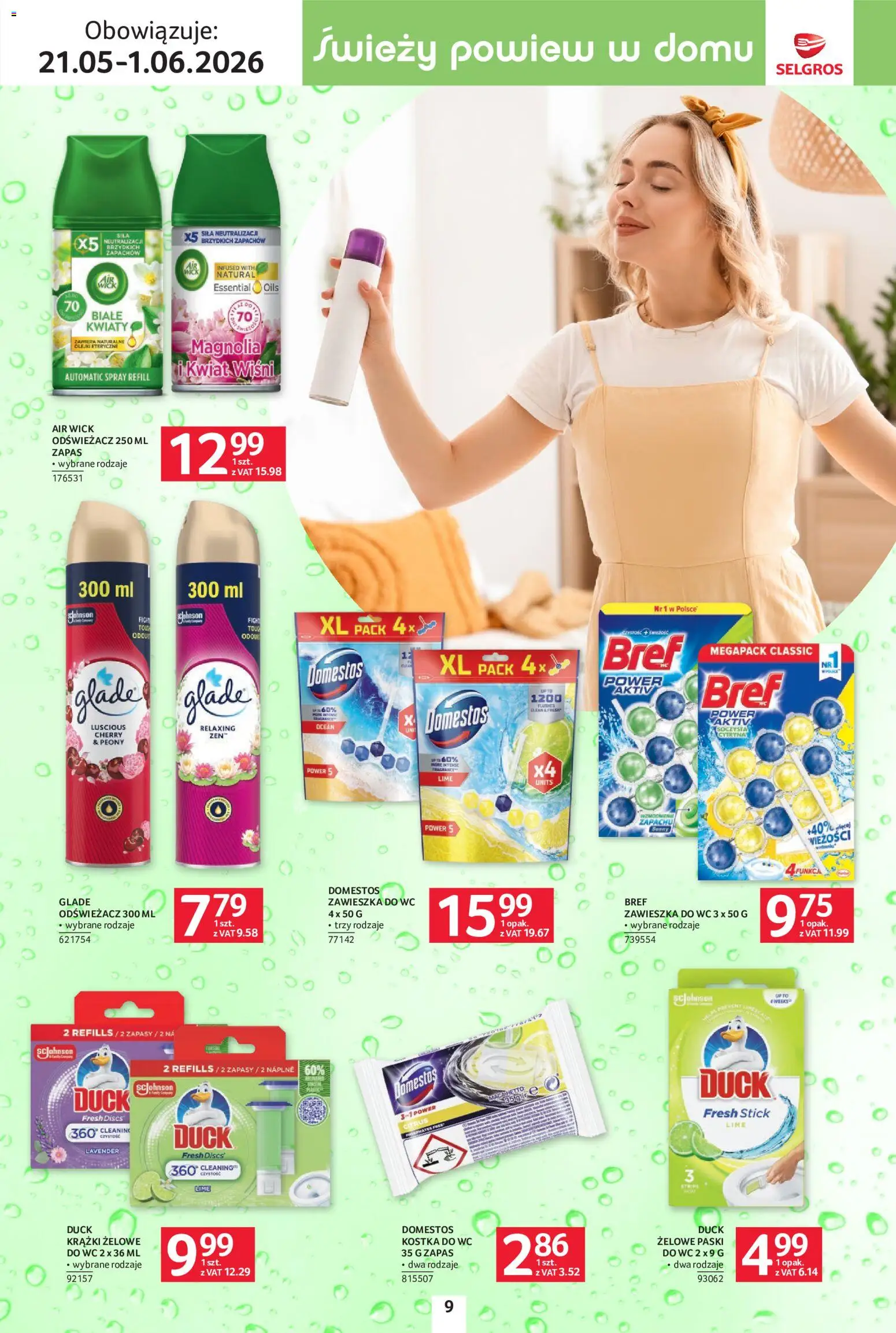 Selgros cash&carry gazetka - Sprzątanie od 21.05.2026 | Strona: 9 | Produkty: Cytryna, Odświeżacz, Domestos, Kwiaty