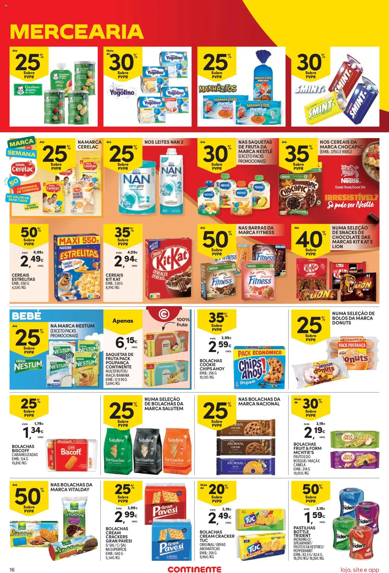 Continente Semanal Continente Bom Dia │ válido de 04/08/2026 | Página: 16 | Produtos: Banana, Canela, Leite, Cereais