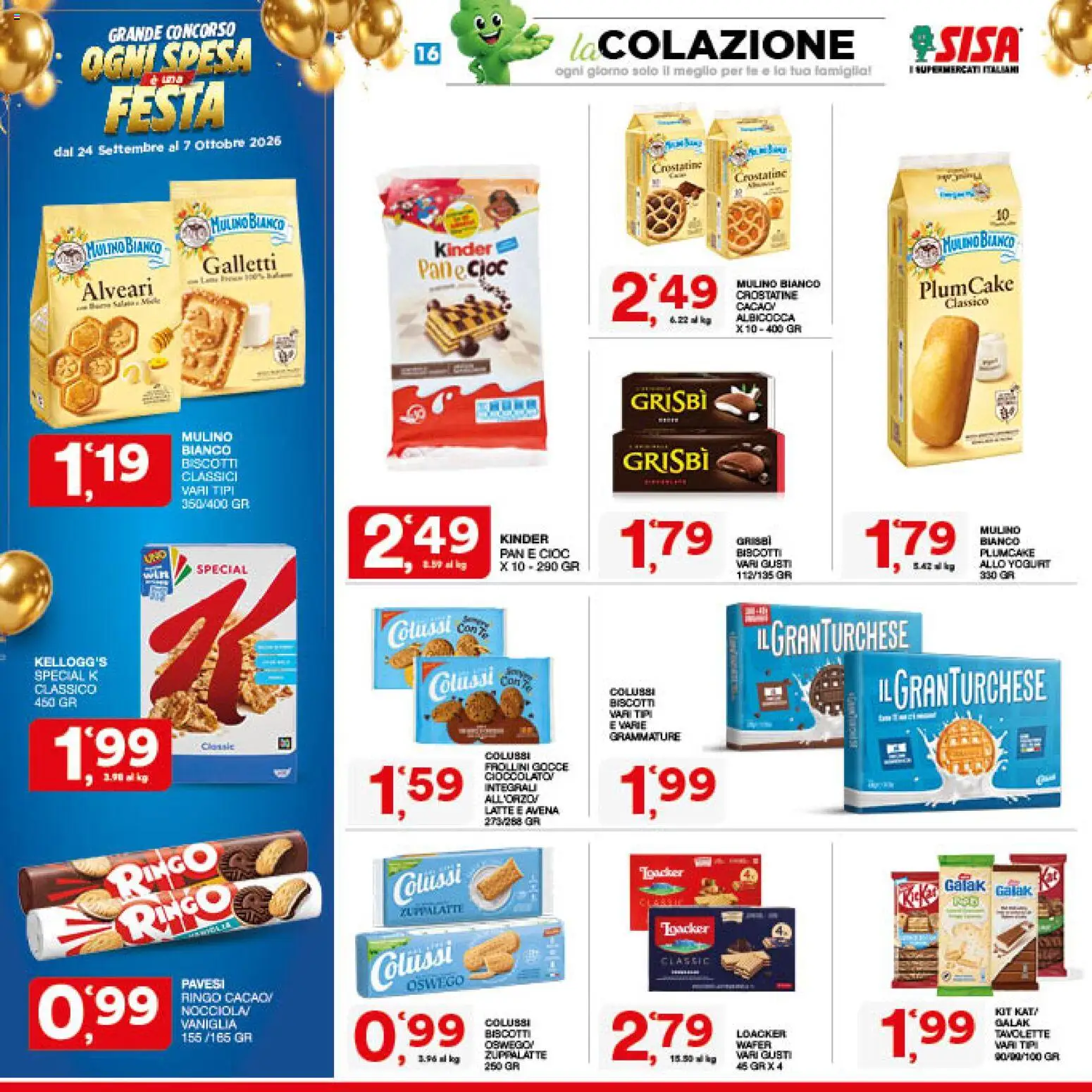 Volantino SISA del 24/09/2026 | Pagina: 16 | Prodotti: Vaniglia, Pane, Biscotti, Plumcake